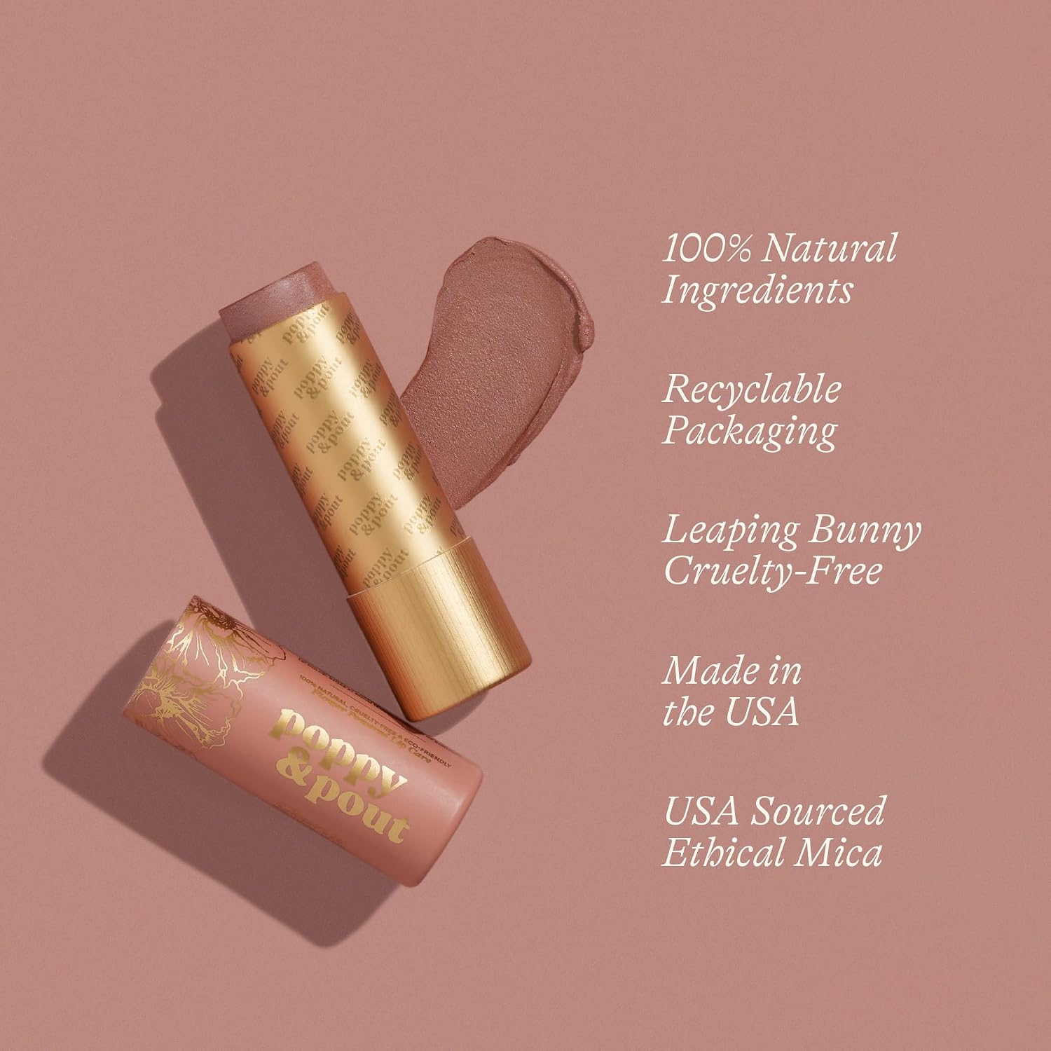 Poppy & Pout All Natural Lip Tint, Cardboard Tube, Hand-Filled, Beeswax, Vitamin E, Coconut Oil, Cruelty Free, All-Natural Shades (Charlie) image 2