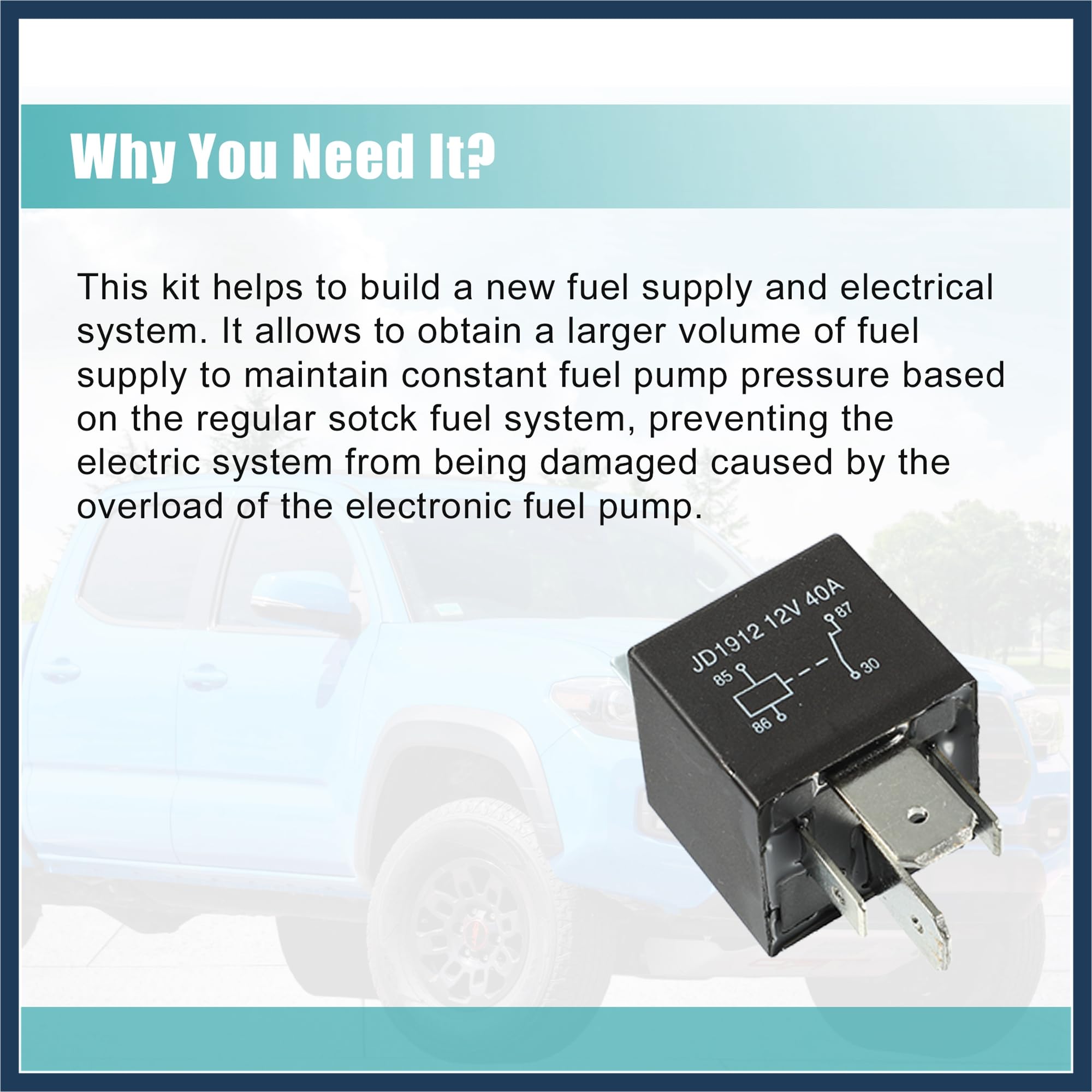 1 Set Universal-Relais-Set für elektrische Kraftstoffpumpe, für 12 V Gleichstrom-System, stilvolles Design