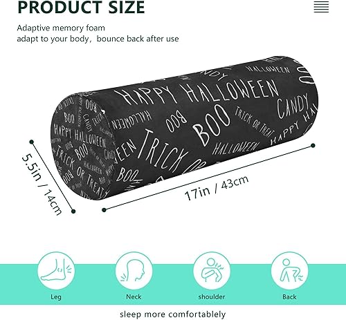 Miniatura 2 de Halloween Lettering Long Bolster Pillow Bedding Neck Roll Pillow Decorative Round Pillows for Neck Pillow Covers with Zipper Long Cylinder Pillow