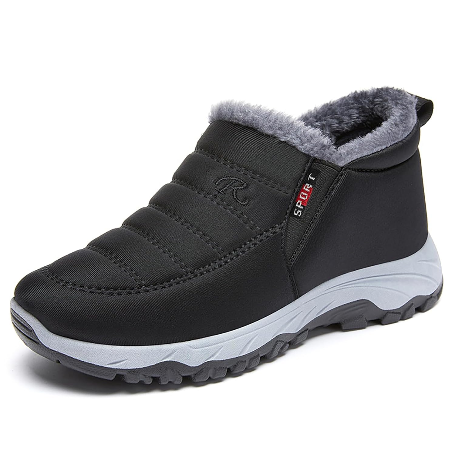 Womens Waterproof Snow Boots Slip On Casual Winter Comfort Warm Fur Lined Ankle Boots Outdoor Non-Slip Booties