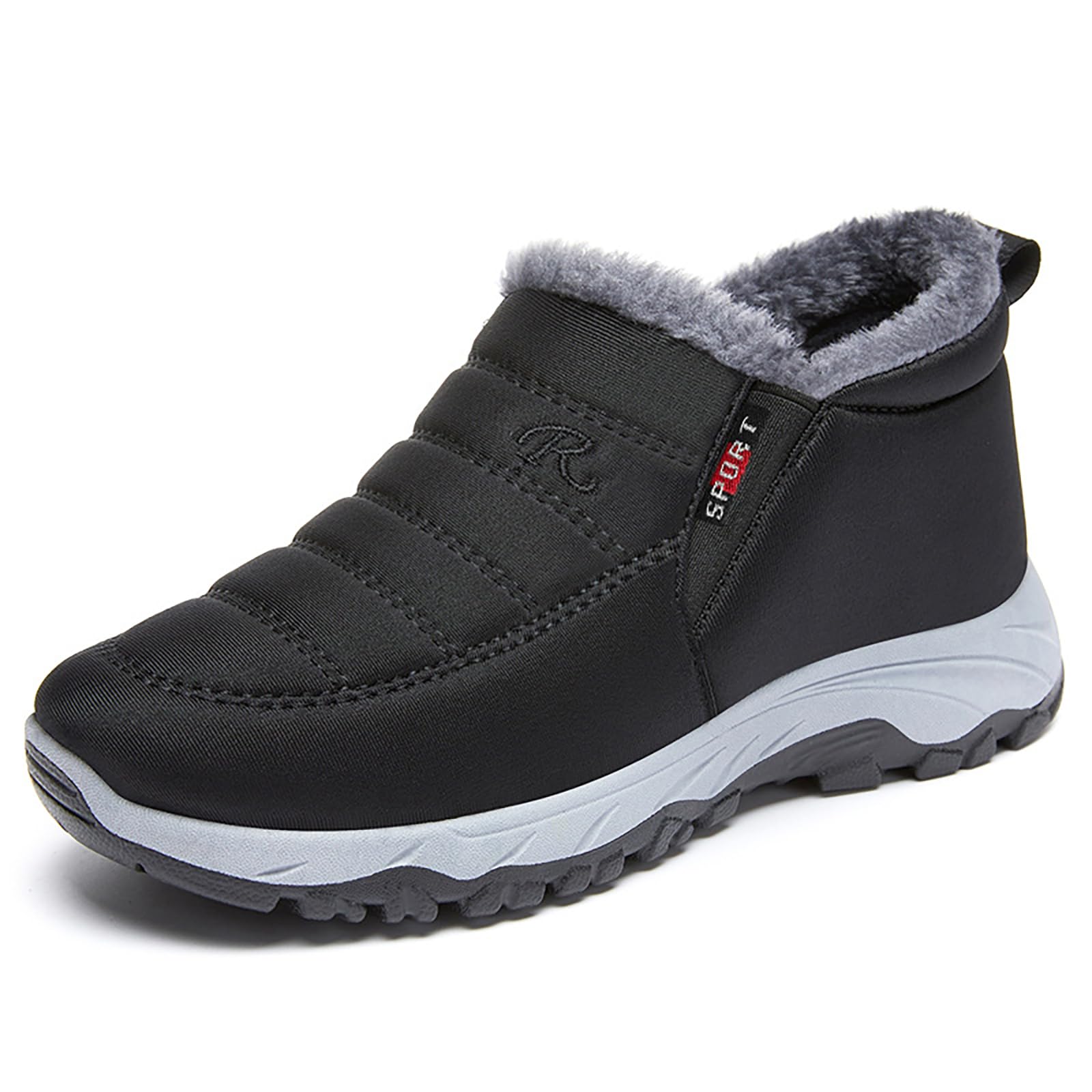 Womens Waterproof Snow Boots Slip On Casual Winter Comfort Warm Fur Lined Ankle Boots Outdoor Non-Slip Booties