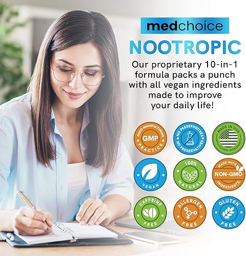 Miniatura 9 de MEDCHOICE Paquete de suplemento de cúrcuma y jengibre (120 unidades) y cerebro nootrópico (120 unidades)  Dúo de bienestar para apoyo de