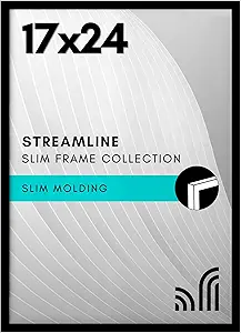 Americanflat 17x24 Picture Frame with Polished Plexiglass - Streamline Collection - Thin Border Picture Frame for Wall Display - Hanging Hardware Included - Black