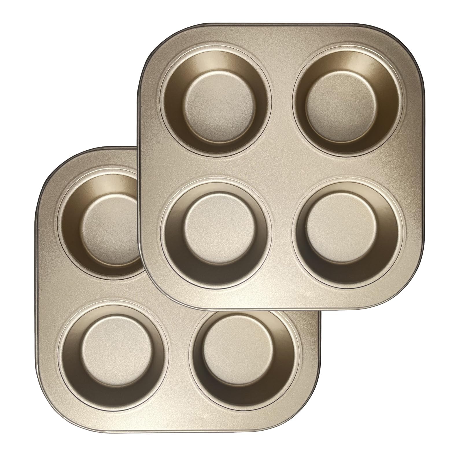 EnamelEVO Air Fryer Muffin Pan, Nonstick Cupcake Baking Pan for Counter Top Oven Small Oven, Gold, 2 Pack