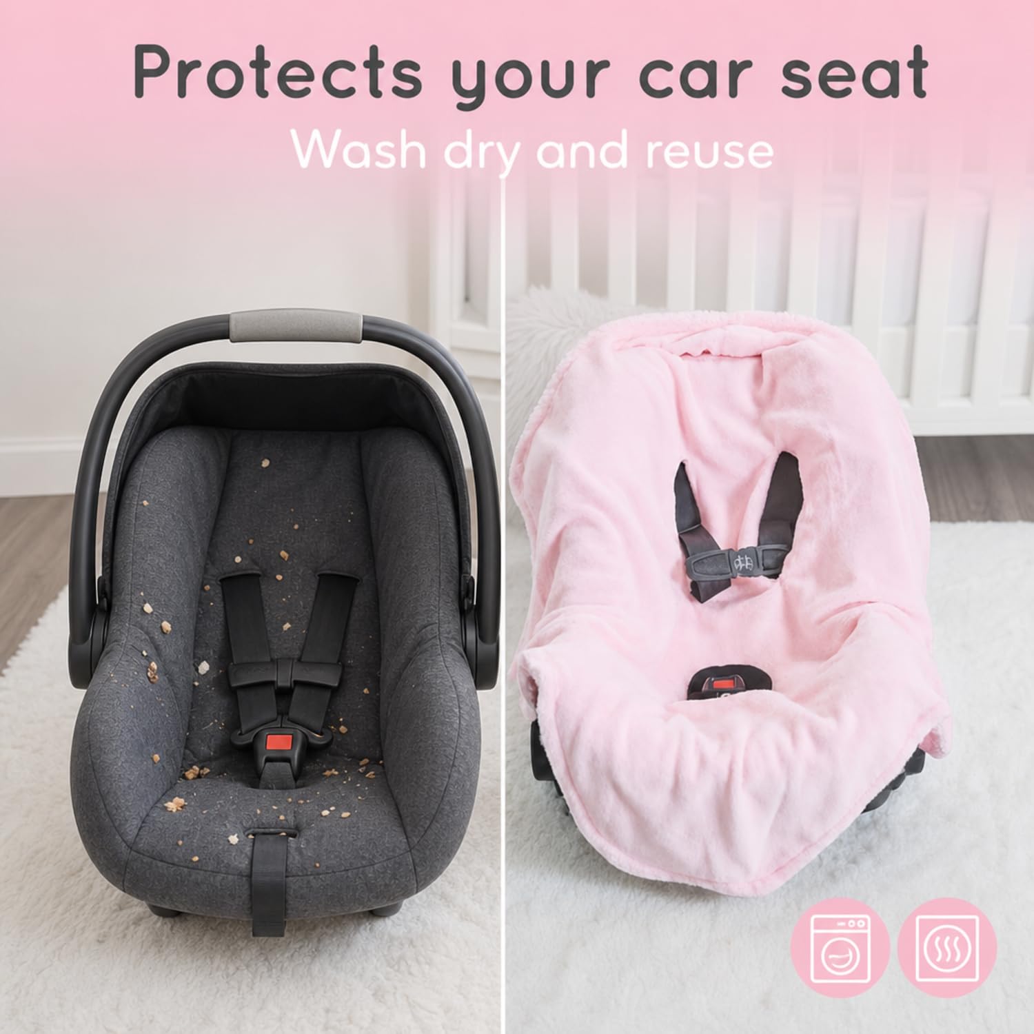 Everyday Kids Manta Rosa Pastel para Asiento de Coche para bebés y niñas pequeñas, Manta Envolvente para Asiento Interior de Coche; Cubre al bebé y Mantiene el Asiento del Coche Limpio