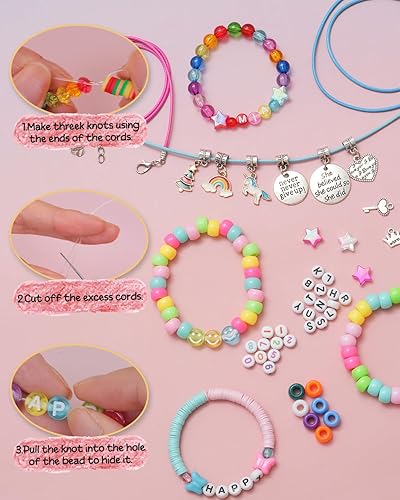 Miniatura 5 de Mio Angle Kit de fabricación de pulseras de juguetes para niñas, 4700 piezas, kit de joyería de unicornio, sirena, manualidades, cumpleaños,