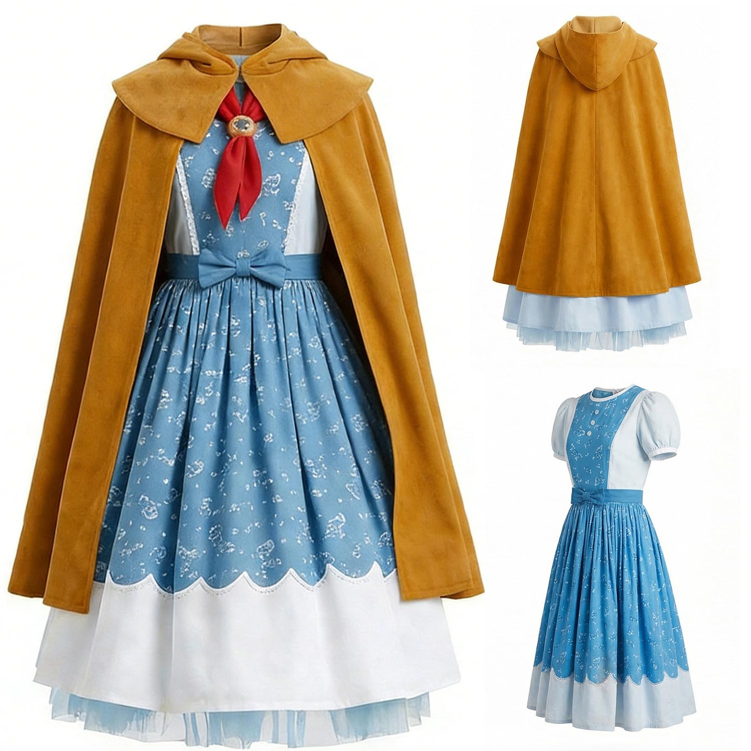 Ubaywey Strange Cosplay Costume Film Dress Scarf Blue Flowers Skirt Halloween Carnival Outfits (Brown, 110) โ image 1