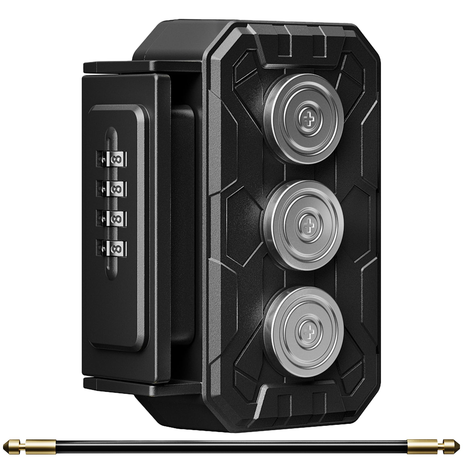 MAILADA Magnetic Key Holder, Black Combination Lock Box with 3xN52 Strong Magnets, Fits Most Keys, Weatherproof & Rust-Resistant, Secure Key Storage for Vehicles, Homes, Outdoor Equipment