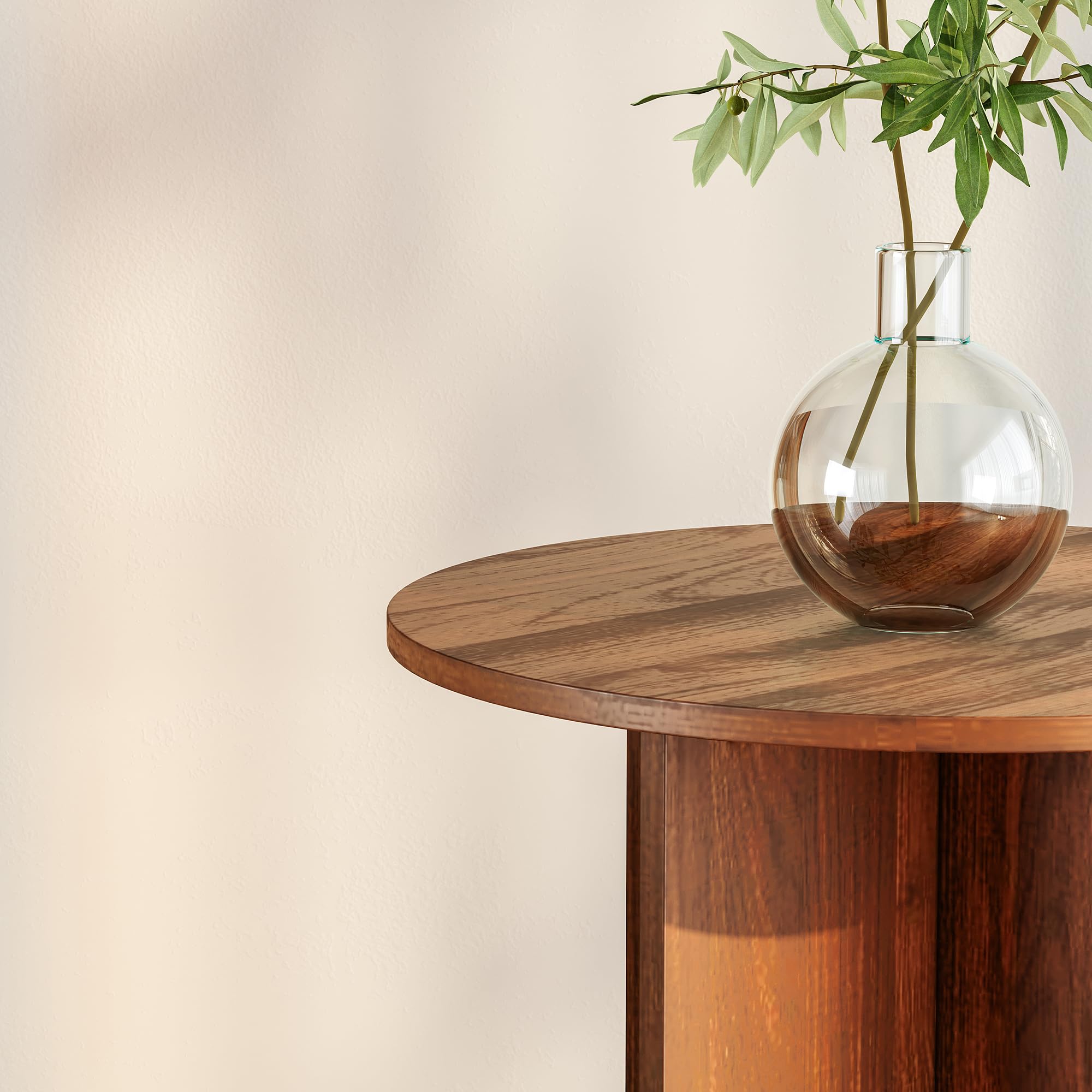 [en.casa] Mesita de Café Vappevn Mesa Auxiliar con Tablero Circular Mesa de Sofá Versátil para Salón Dormitorio Oficina Entrada Aglomerado 60 x 40 cm - Efecto Nogal