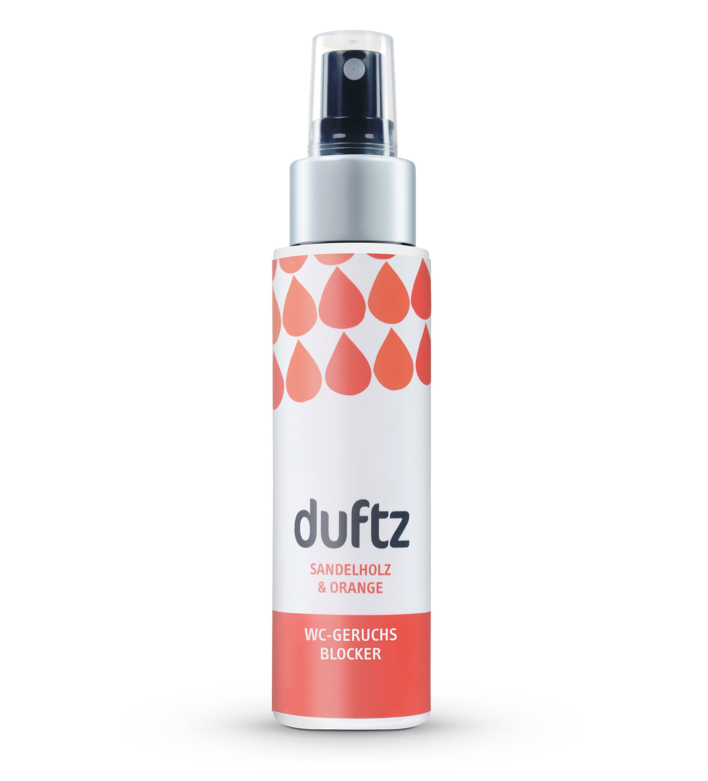 duftz® "Sandelwood & Orange" WC odour blocker when using the toilet, at least 100 applications, 75ml toilet fragrance for on the move, toilet, bathroom, guest WC