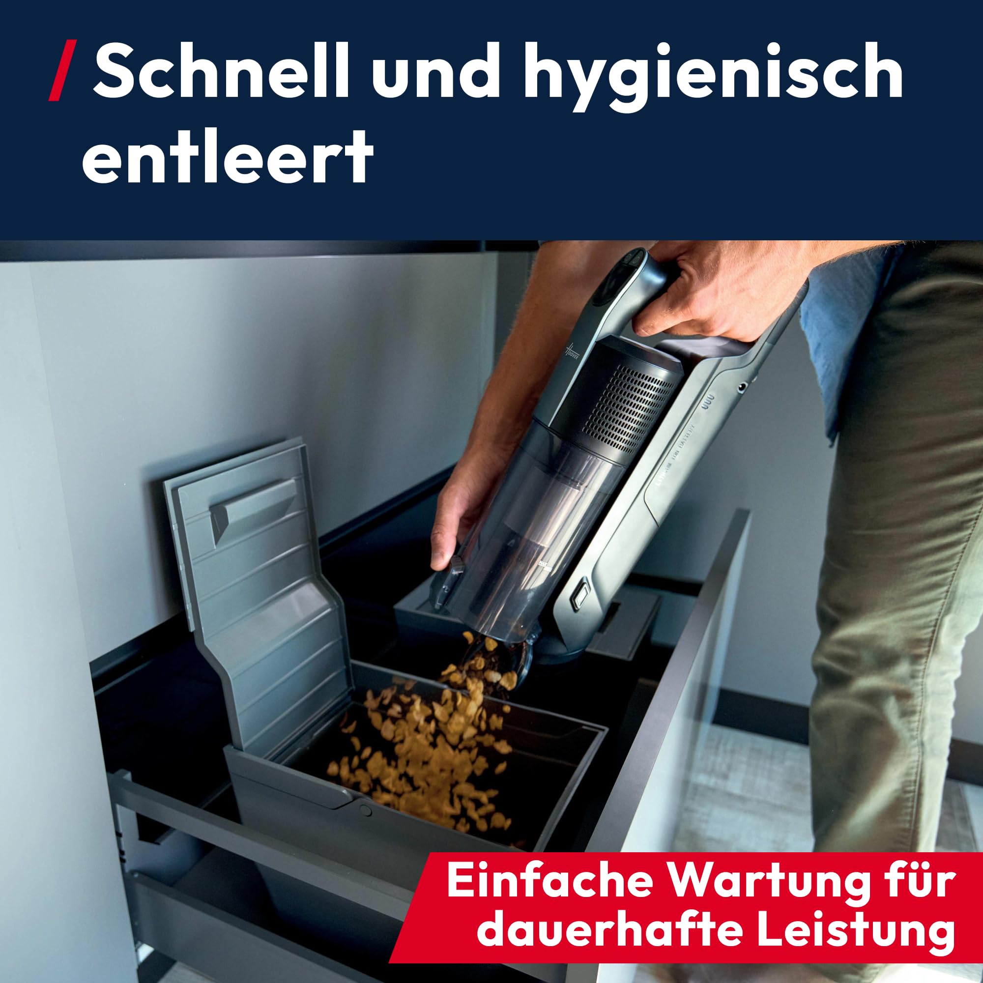 Hoover Akku-Staubsauger kabellos HF3 Pro Home mit 3L automatischer Staubentleerungs- & Ladestation, bis zu 60 Min. Laufzeit, HEPA13-Filter, Anti-Twist, Doppel-Kantenreinigung, Parkfunktion [HF350HP]