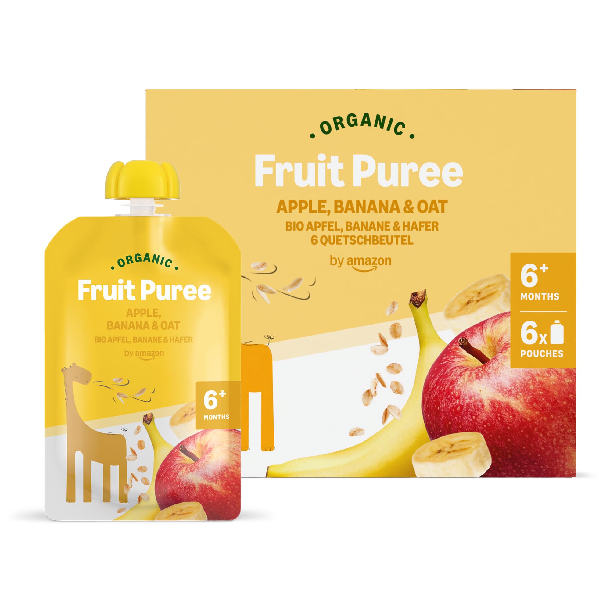Mama Bear Bolsitas de Puré de Manzana, Plátano y Avena Ecológico - 6 x 90g