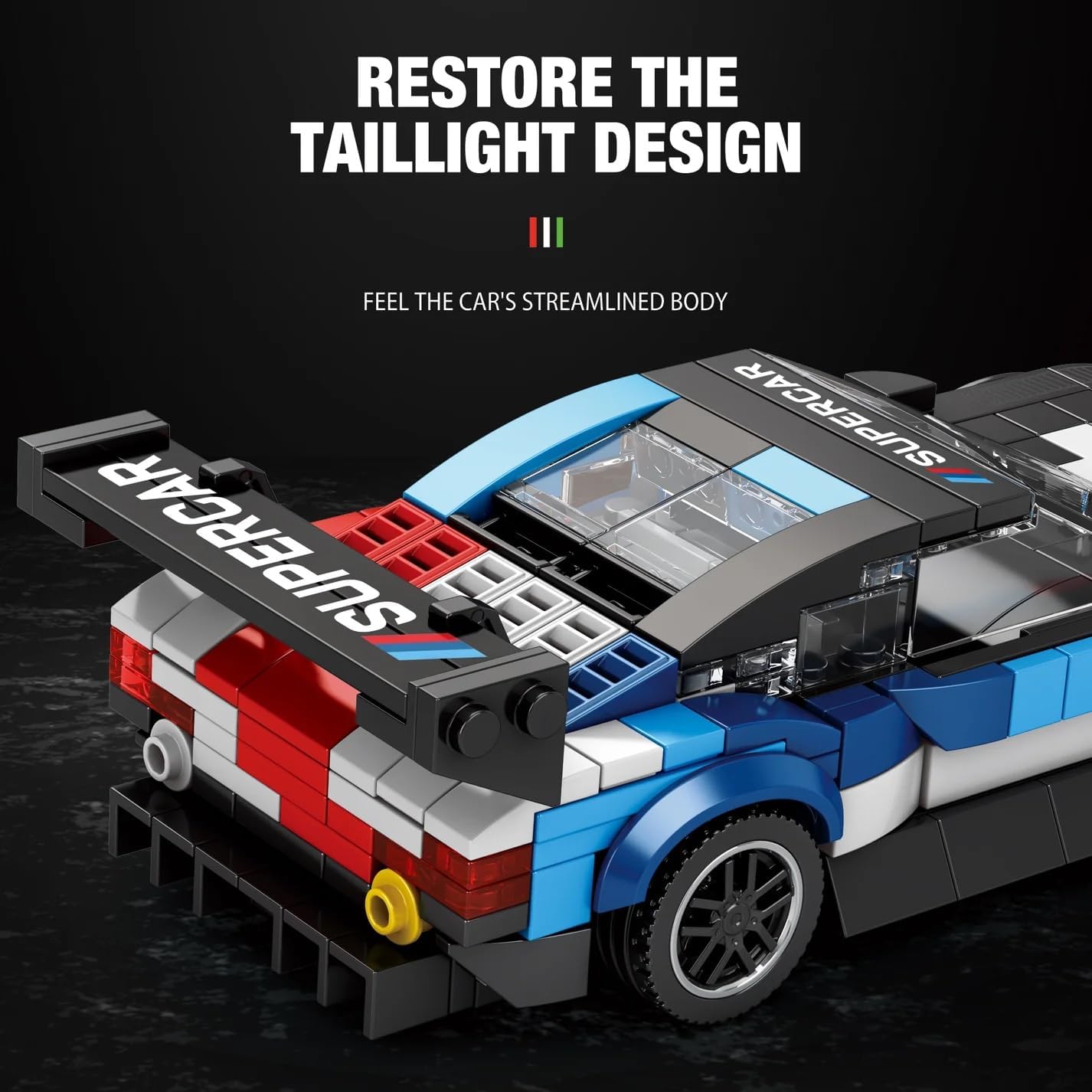 Арткы view of the Reobrix 672 BMW M4 GT3 model, showing taillight design.