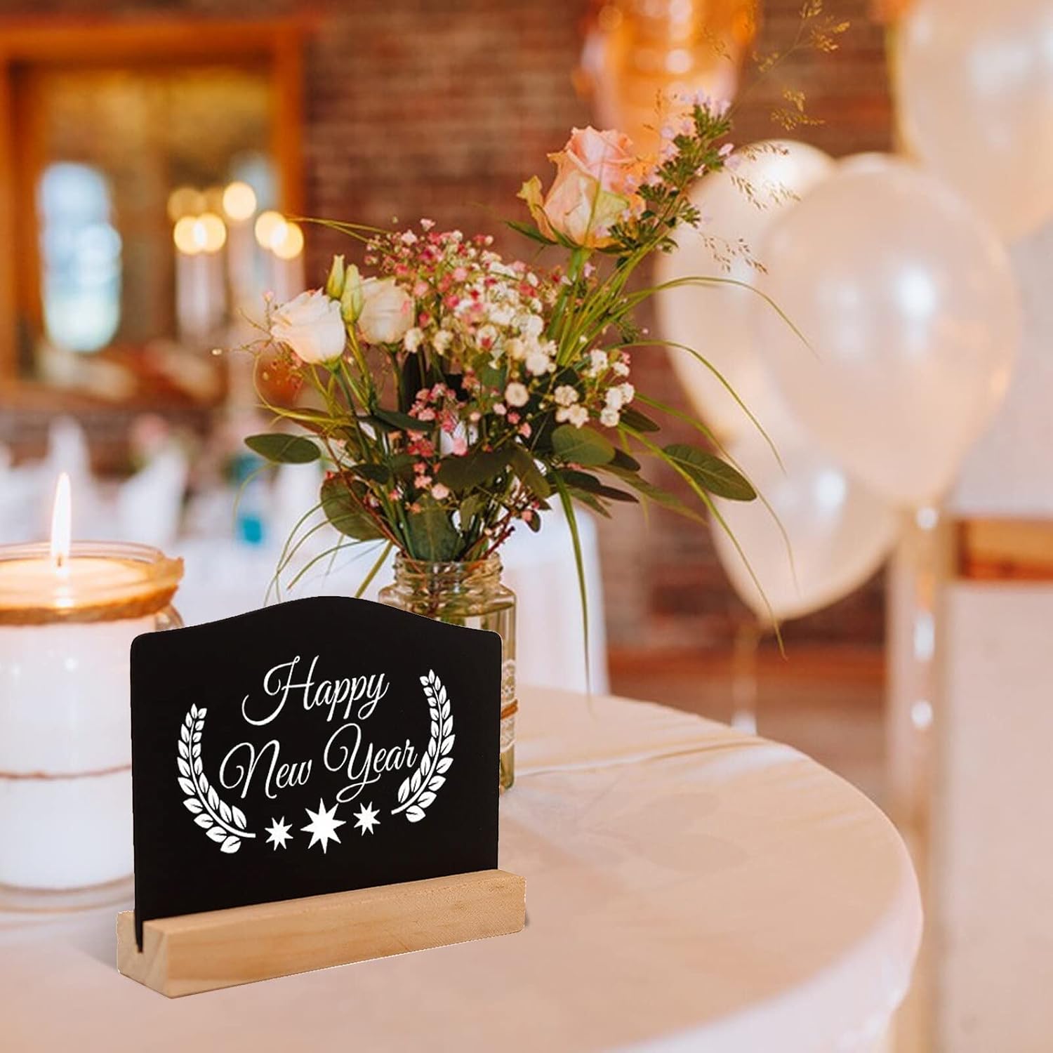 Glass Knot Wooden Double Sided Small Blackboard Decorations Home Decoration Hotel Bar Writing Board Double Sided Christmas Balls - (Color: B)