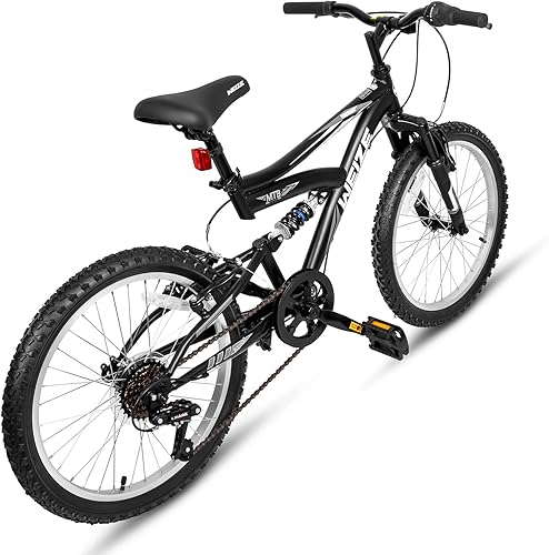 Miniatura 7 de Bicicleta de montaña para niños WEIZE, bicicletas de 20 y 24 pulgadas para niños de 6 a 14 años, para niños y niñas, con suspensión doble completa,