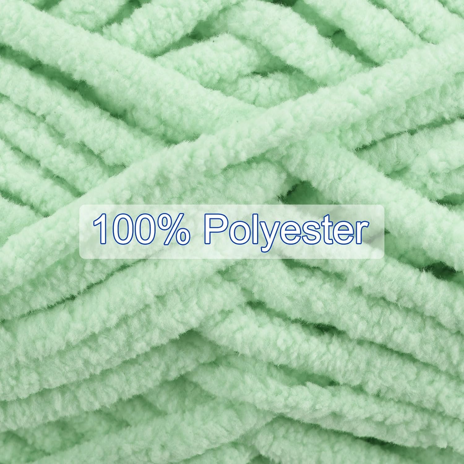HARFINGTON 3Skeins Chenille Yarn Blanket Yarn 3x100g/10.5oz Gauge 5# Bulky Polyester Soft Knitting for Crochet Weaving Bag Scarf Hat, Light Green, 3x68m(223yds)