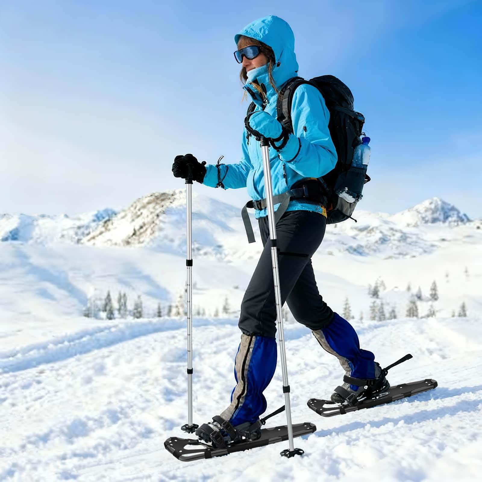 Genérico Raquetas de Nieve 3 en 1 Negro 30 Pulgadas Aluminio y HDPE,Deportes,Actividades al Aire Libre,Actividades y Deportes de Invierno,Caminar con Raquetas de Nieve,Raquetas de Nieve,42021436