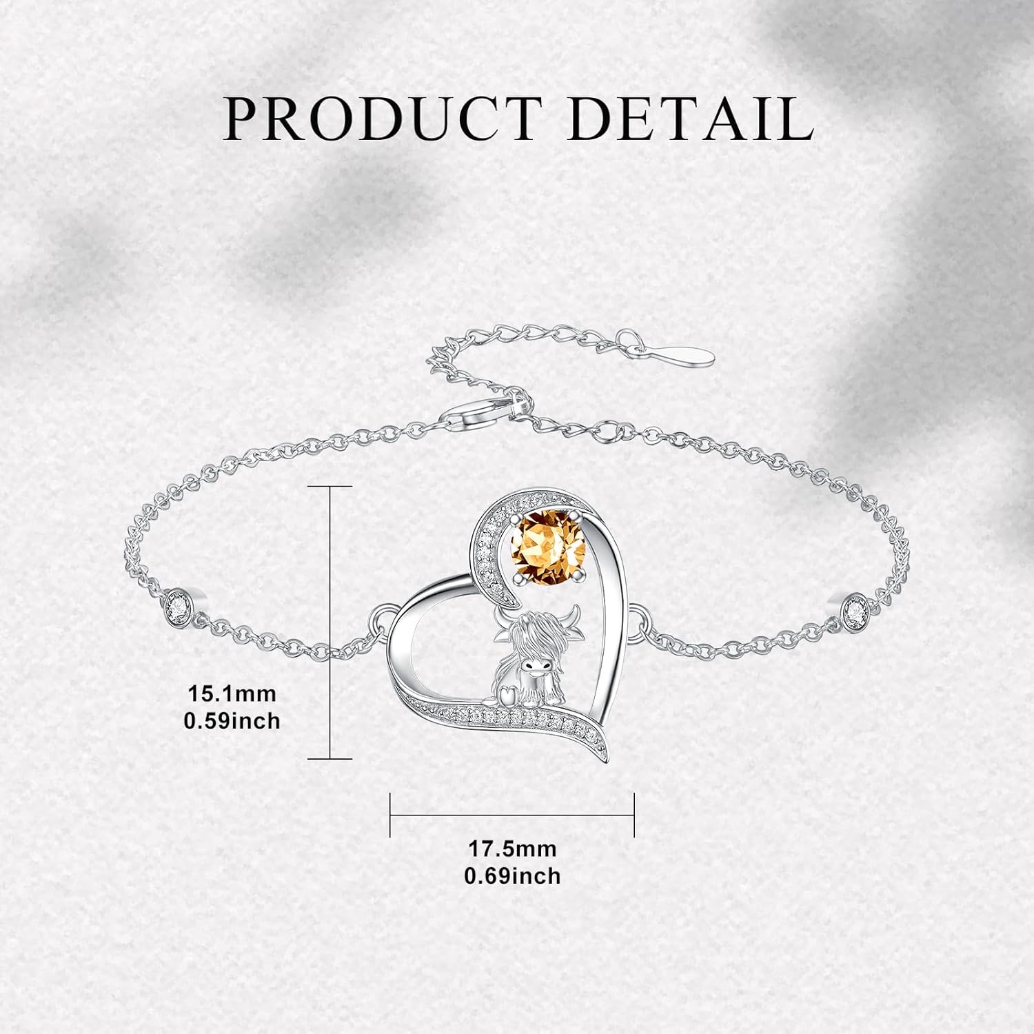 Highland Cow Bracelet Birthstone 925 Sterling Silver Furry Cow Western Bracelet anklet Jewelry Gifts for Women - Image 4