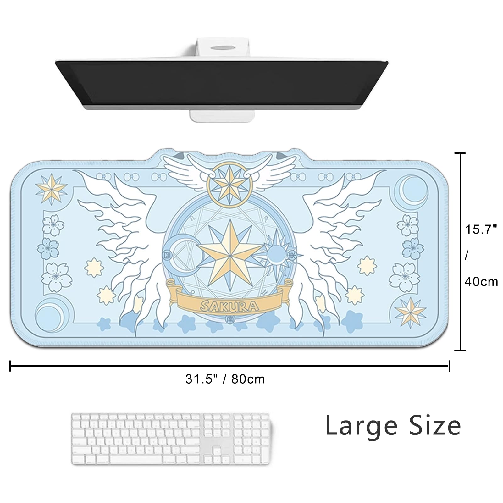 Anime Mouse Pad, Kawaii Desk Mat, Green Desk Mat, Pink Desk Mat