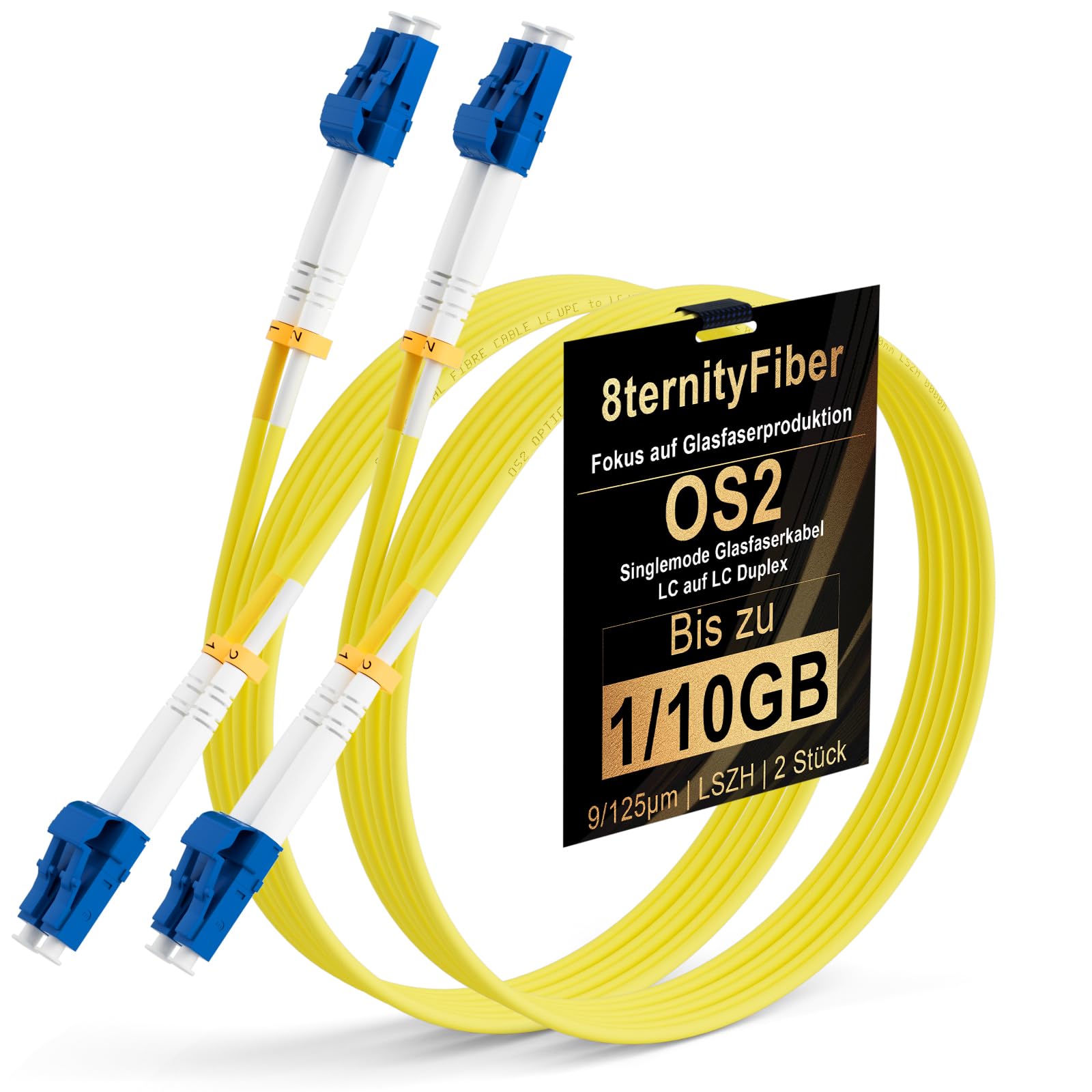 Cavo patch OS2 LC a LC 0,5 M/1,6 FT, 1 GB/10 GB in fibra ottica singola modalità duplex 9/125 µm, opzioni di lunghezza: 0,2 m-50 m, OD: 2 mm, LSZH-2 pezzi