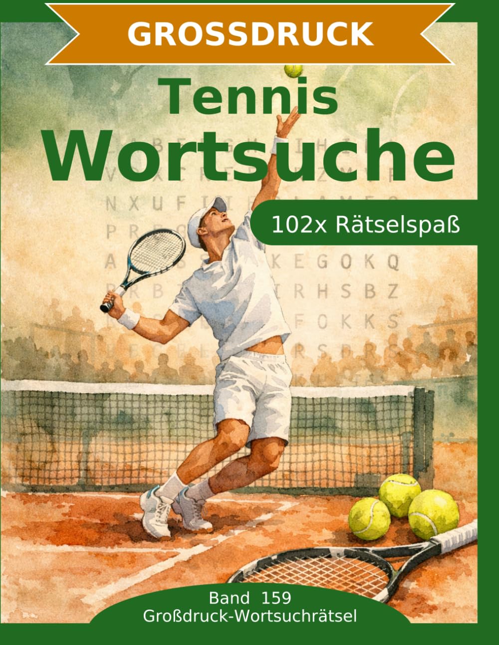 Tennis — Wortsuche in Großdruck: 102 Wortsuchrätsel mit extra großer Schrift | Gehirnjogging Tennis | Geschenkidee für Oma & Opa