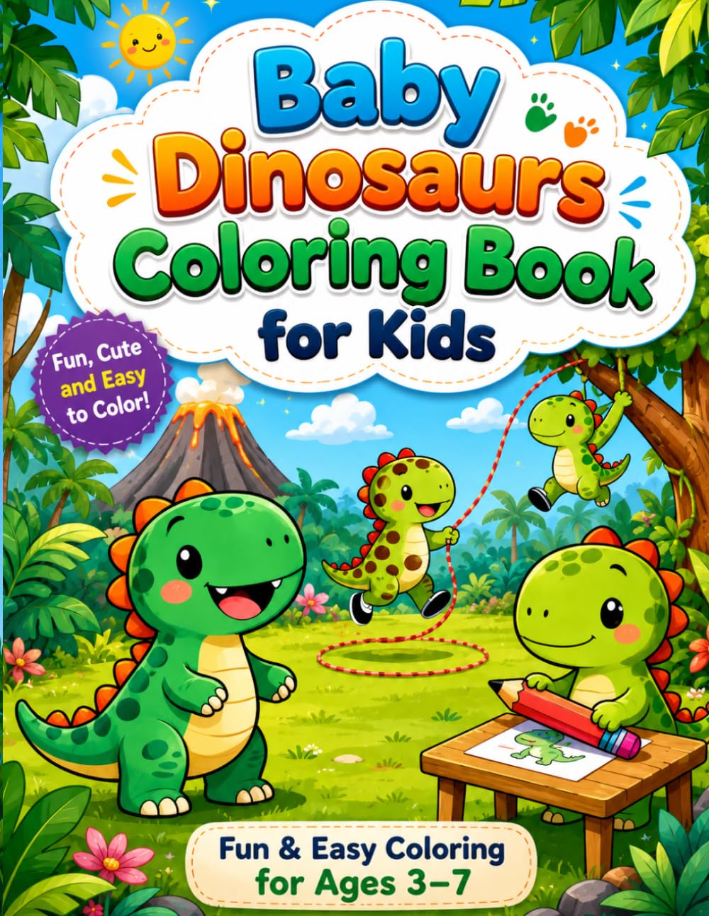 Baby Dinosaurs Coloring Book for Kids: Easy-to-Color Baby Dinosaur Adventures for Little Artists