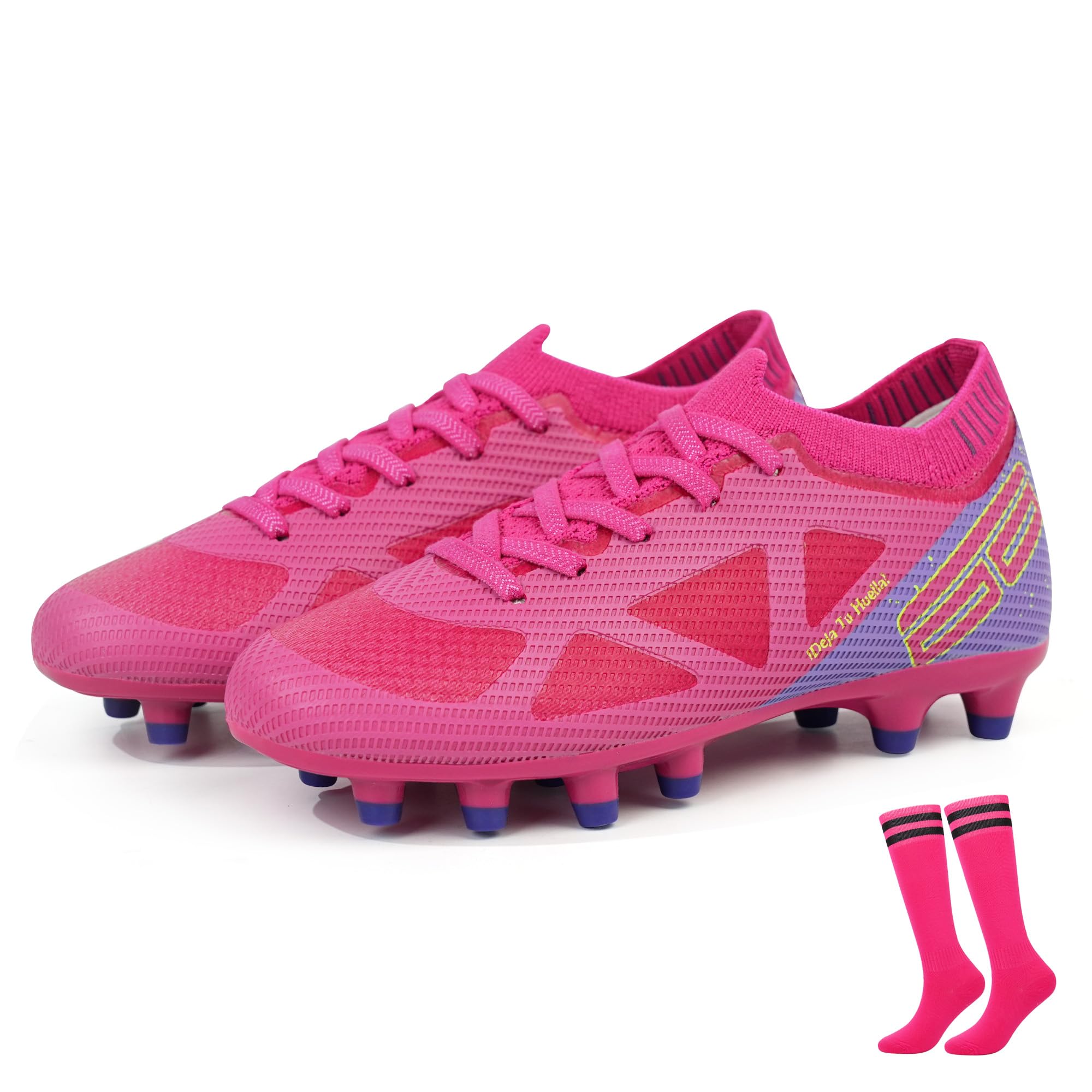 JABASIC Kinder Fussballschuh Firm Ground mit Fußballsocken Kids Fußballschuhe Jungen Mädchen