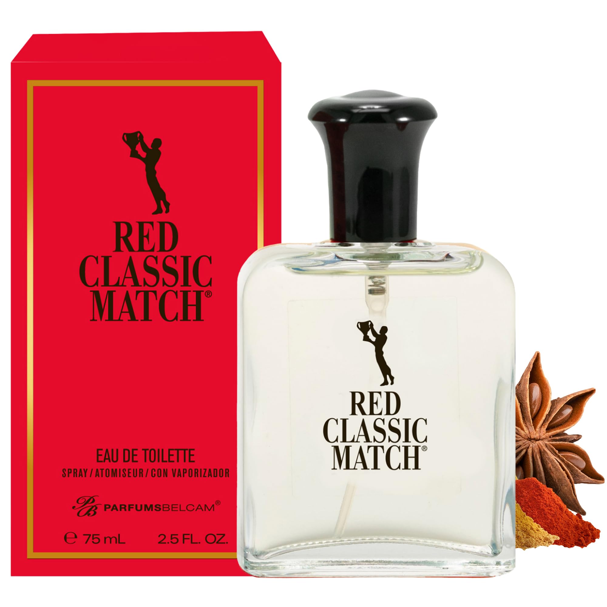 Red Classic Match Eau de Toilette - Spicy Woody Amber Fragrance for Men, Long-Lasting Masculine Scent, Affordable Cologne Alternative, Signature Fragrance - 2.54 Fl Oz