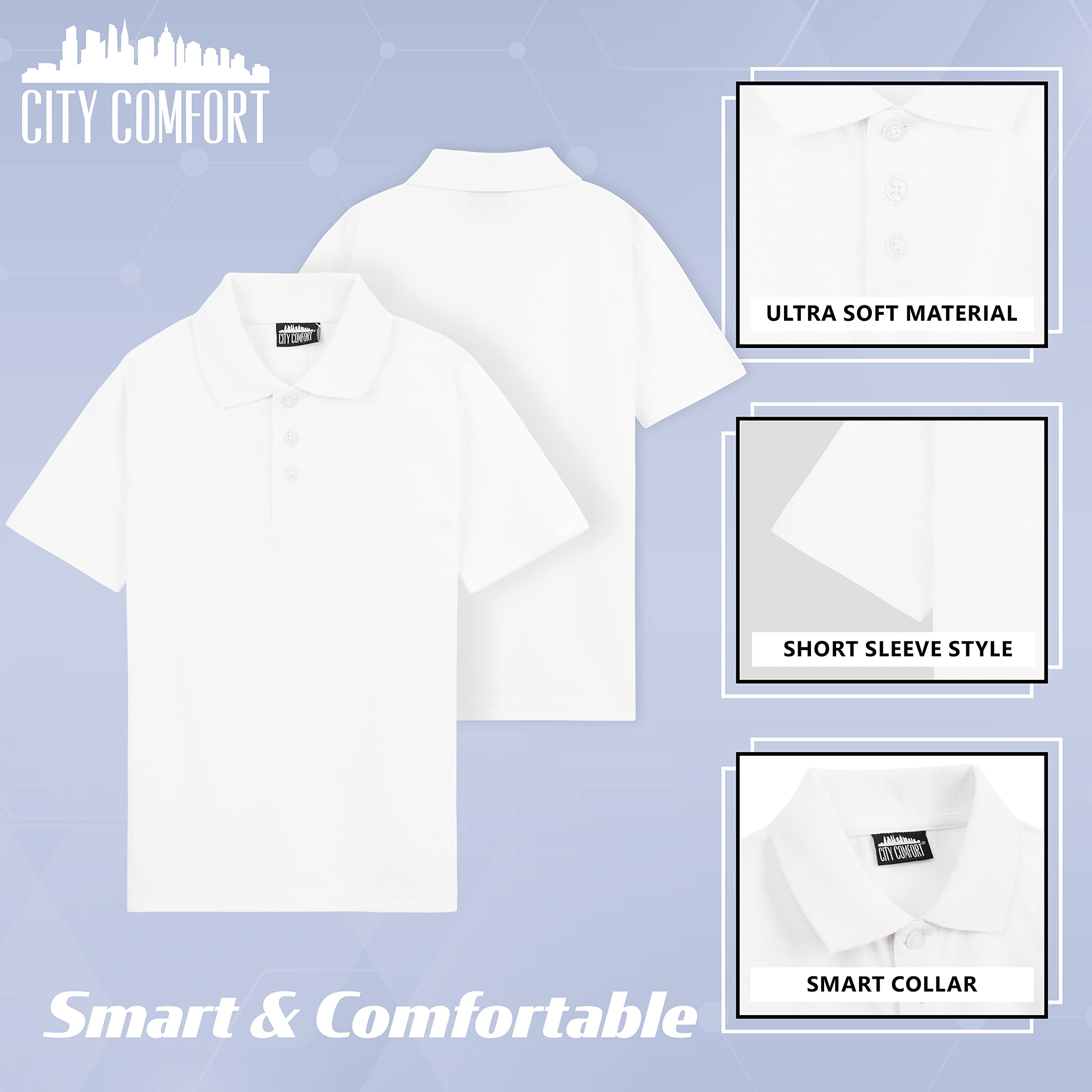 CityComfort Polo Garcon, Blanc Polo Enfant Manche Courte pour L'école ou PE