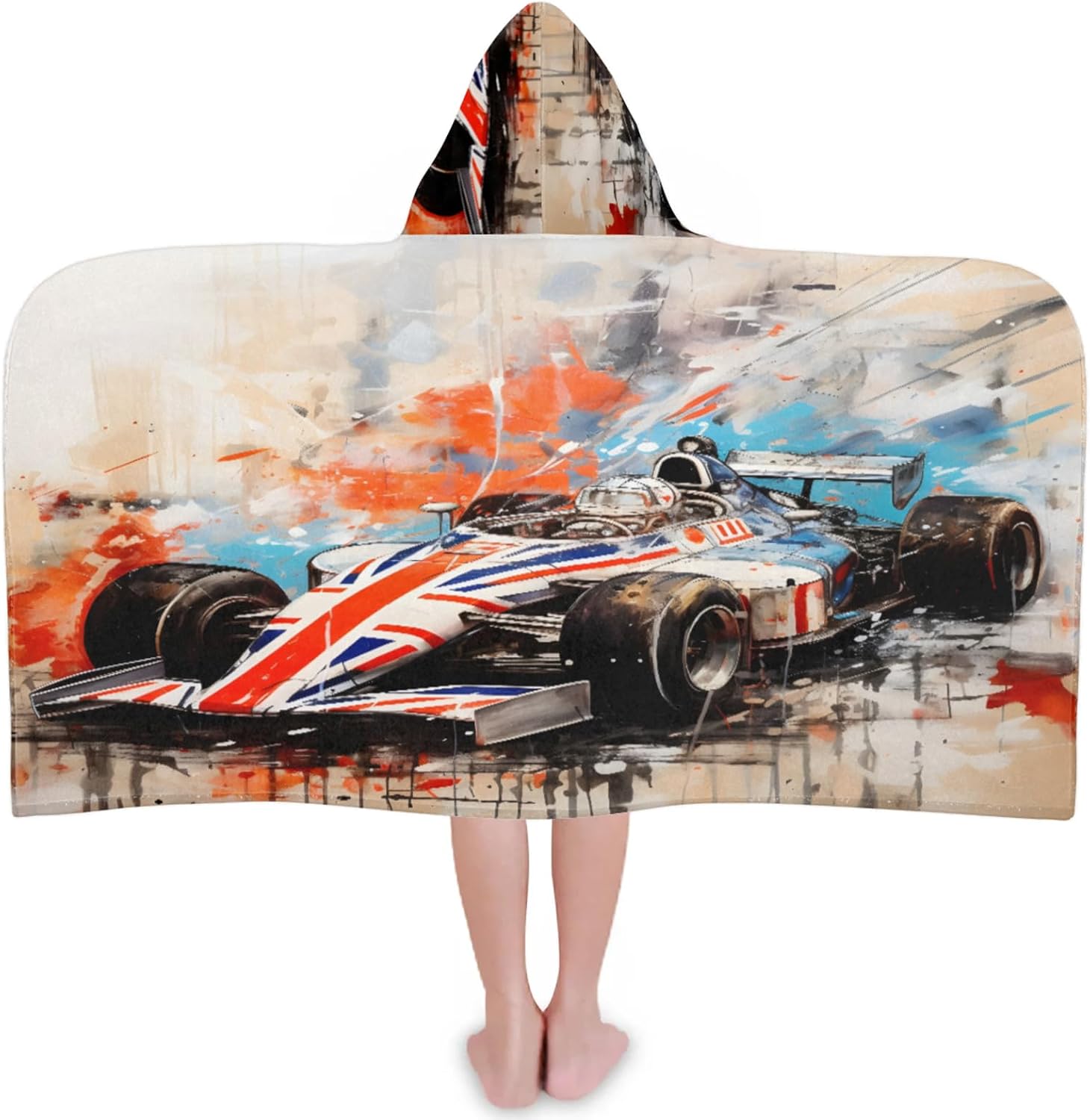 Race Car Modern Hooded Towels for Kids Absorbent Soft Pool Swim Beach Bath Towel for Boys Girls, 24 in x 50 in