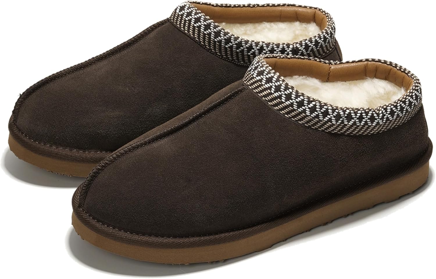 Project Cloud Mens Slippers 100% Genuine Leather with Australian Shearling Lining & Memory Foam Insole Outdoor & House Slippers for Men - Non-Slip Fuzzy Mens Shoes