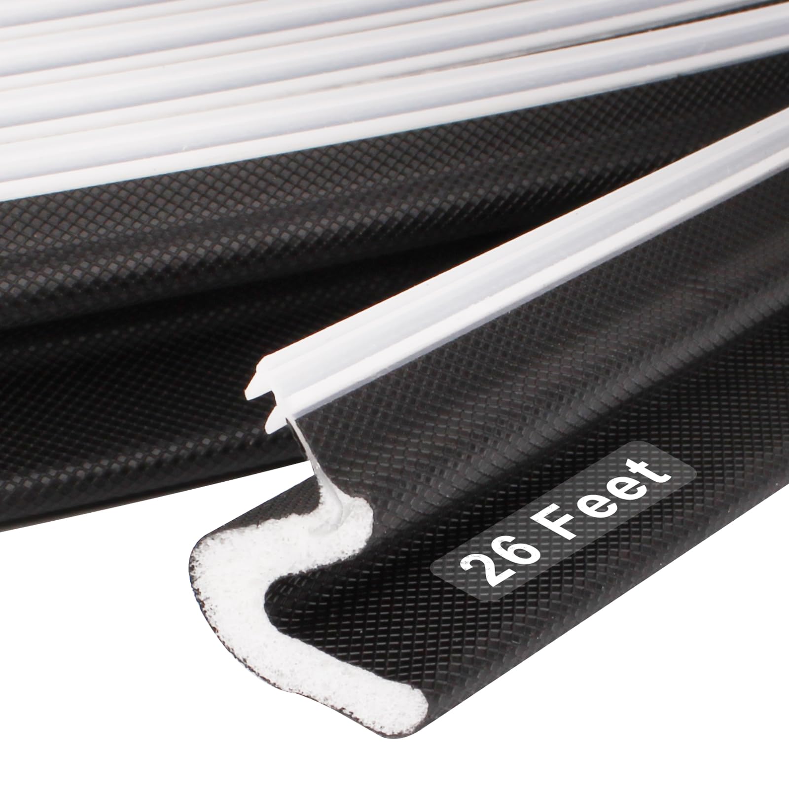 Black Kerf Weather Stripping for Door Frame,V-Shaped Weather Stripping for Exterior Door,Front Door Insulation Weatherstrip,Sliding Door Weather Seal for Large Gap 26 Feet