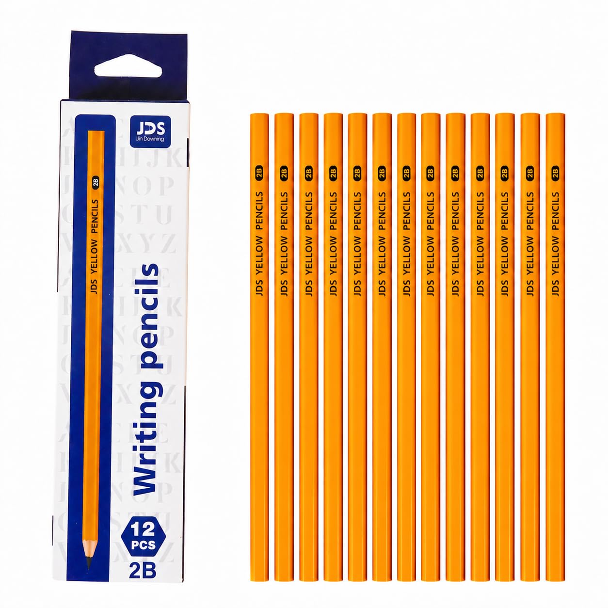 Srriuir 12 Count HB Pencils, Yellow Wooden Graphite Pencilss, Hexagonal Unsharpened Pencil Without Erasers for Writing, Drawing, Sketching, School, Office and Home