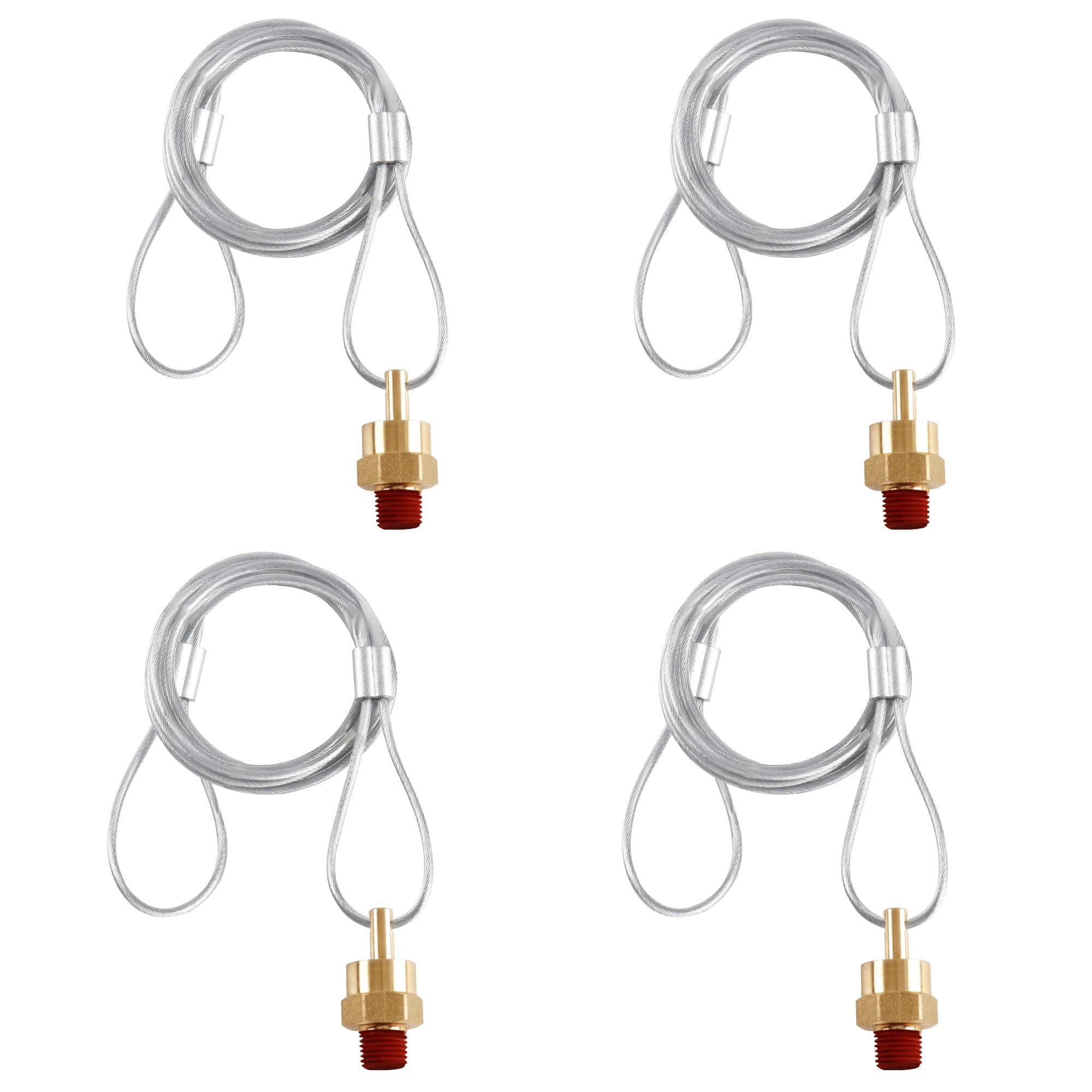 Brass Air Tank Drain Valves - 4 Pack with Cable -1