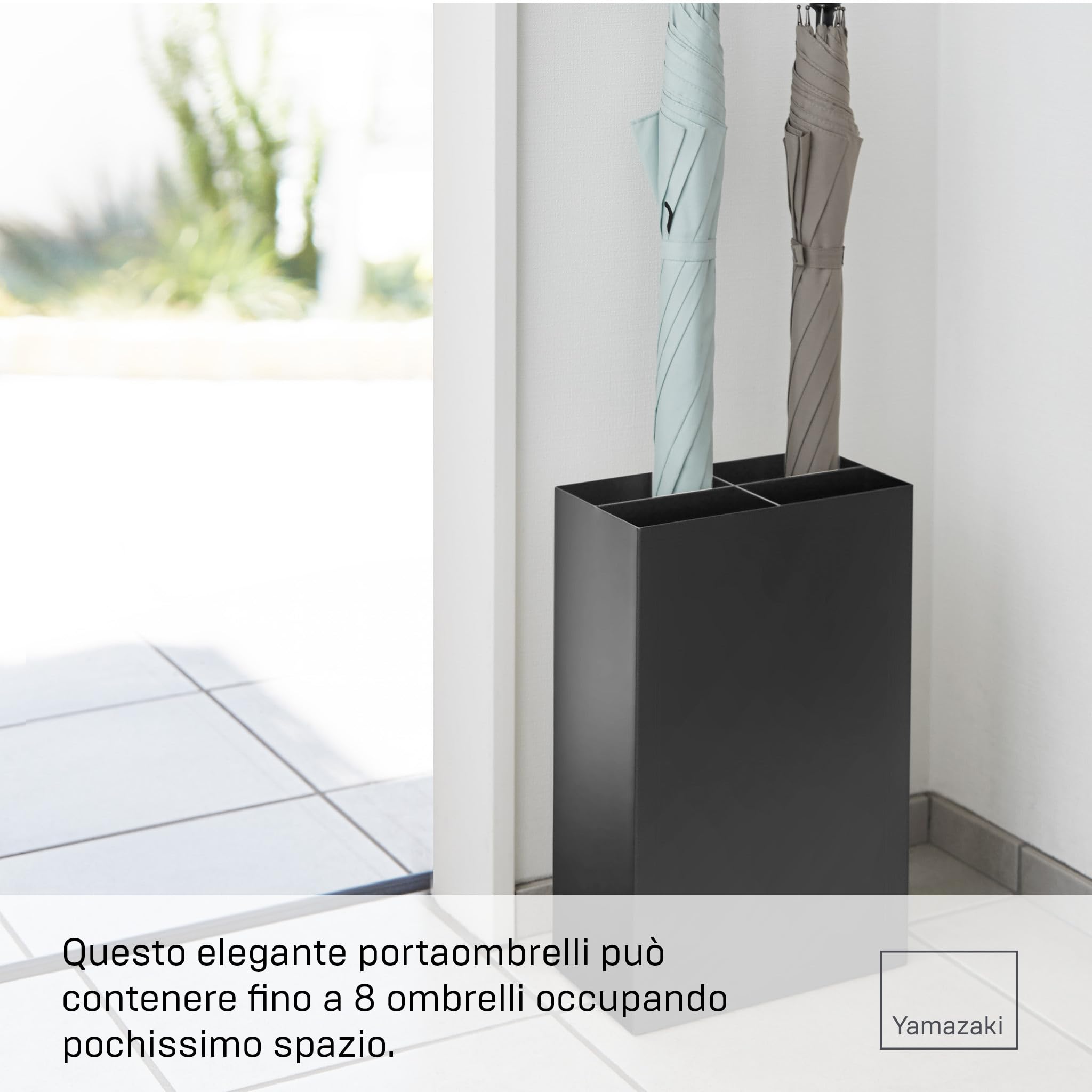 YAMAZAKI 3452 SMART Umbrella Stand Wide, black, Steel/Polypropylene, 23.5 x 12 x 36 cm
