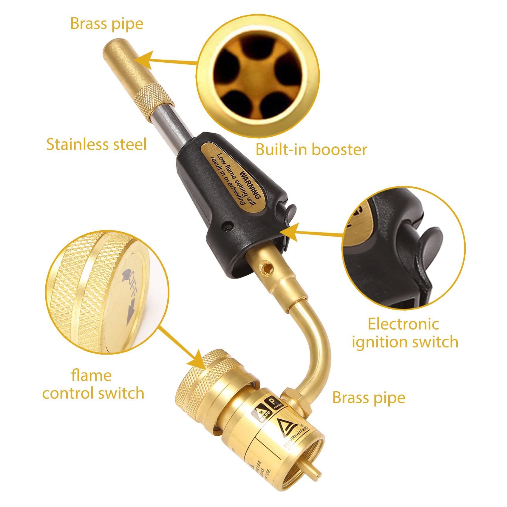 Puntas de antorcha turbo de gas, autoencendido, regulador, soldadura, soldadura, herramienta de fontanería, accesorio para el hogar