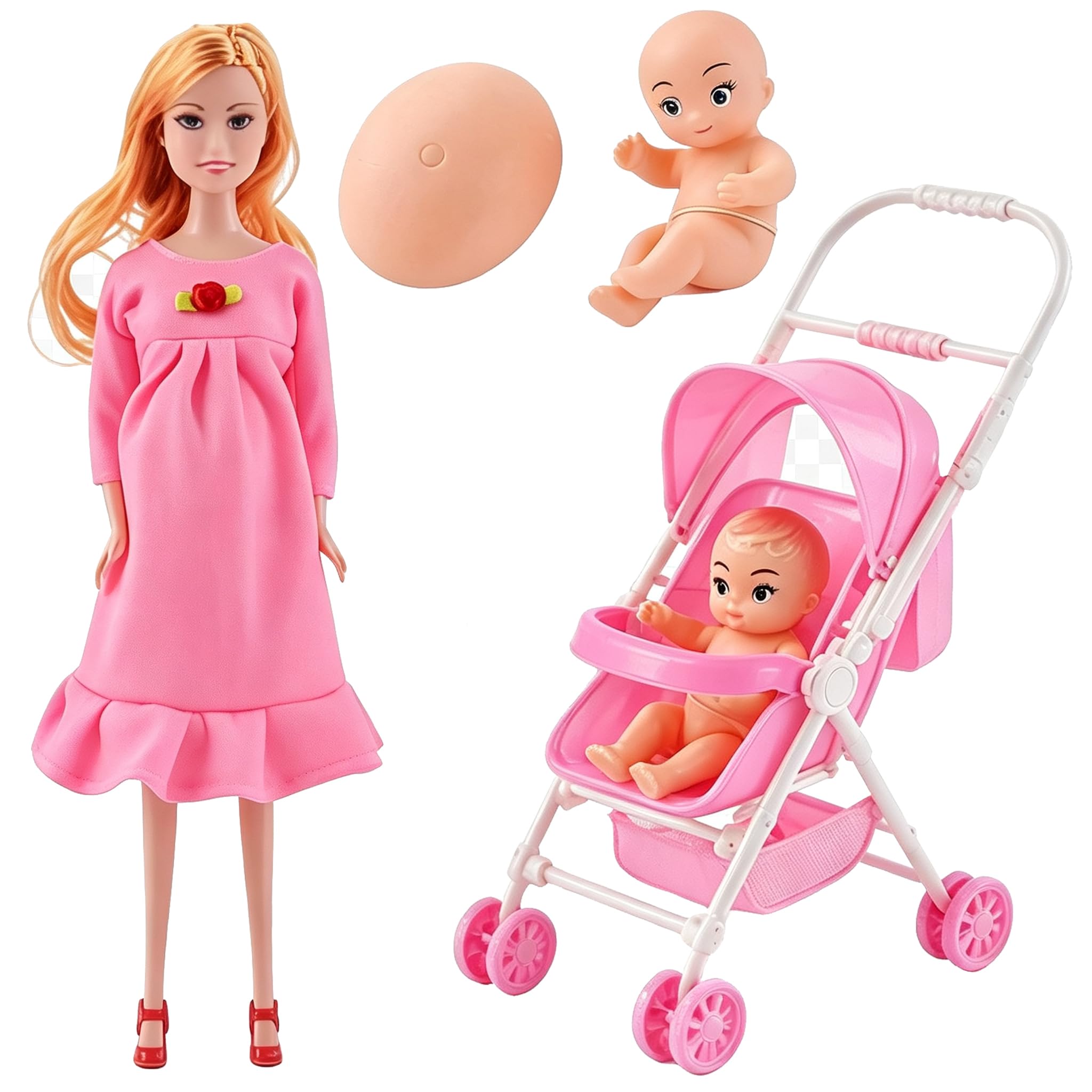 XZSKD Pregnant Style Doll With Detachable Figure In Tummy, 2-Piece Set