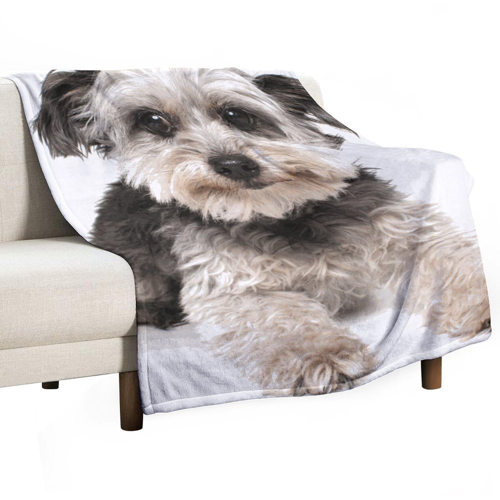 Hxwokrum Flannel Blanket, Cute Yorkshire Terrier Throw Blanket for Couch Sofa Bed Office, Soft And Comfortable Without Pilling