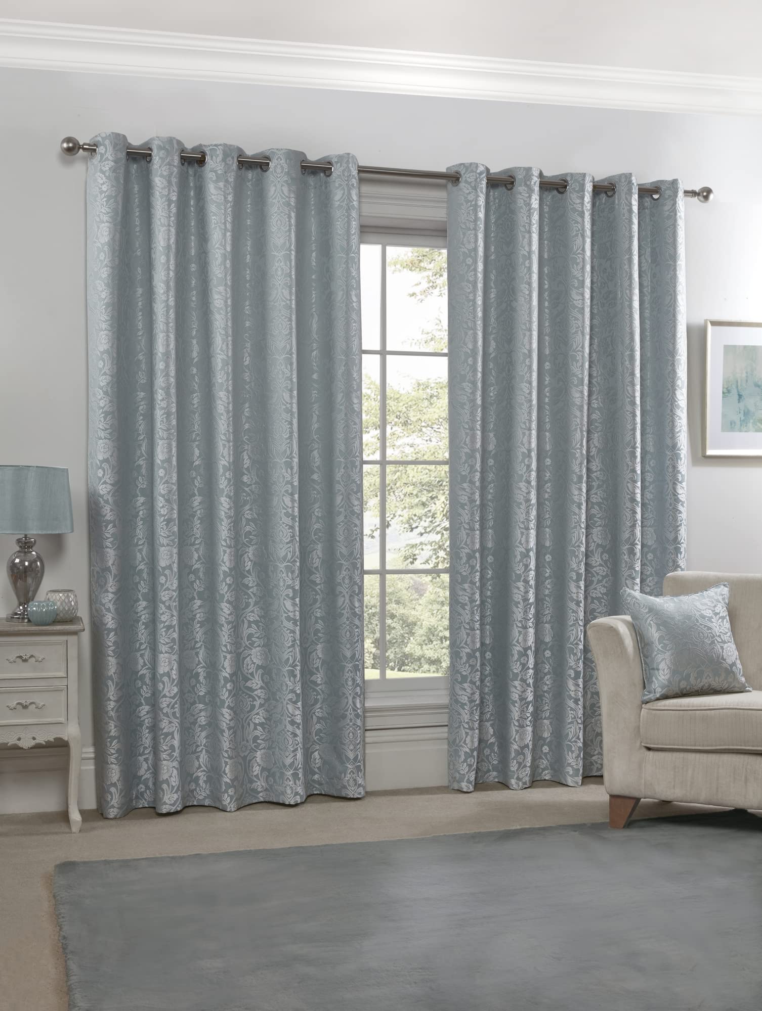 The Very Collection Floral Lined Eyelet Curtains