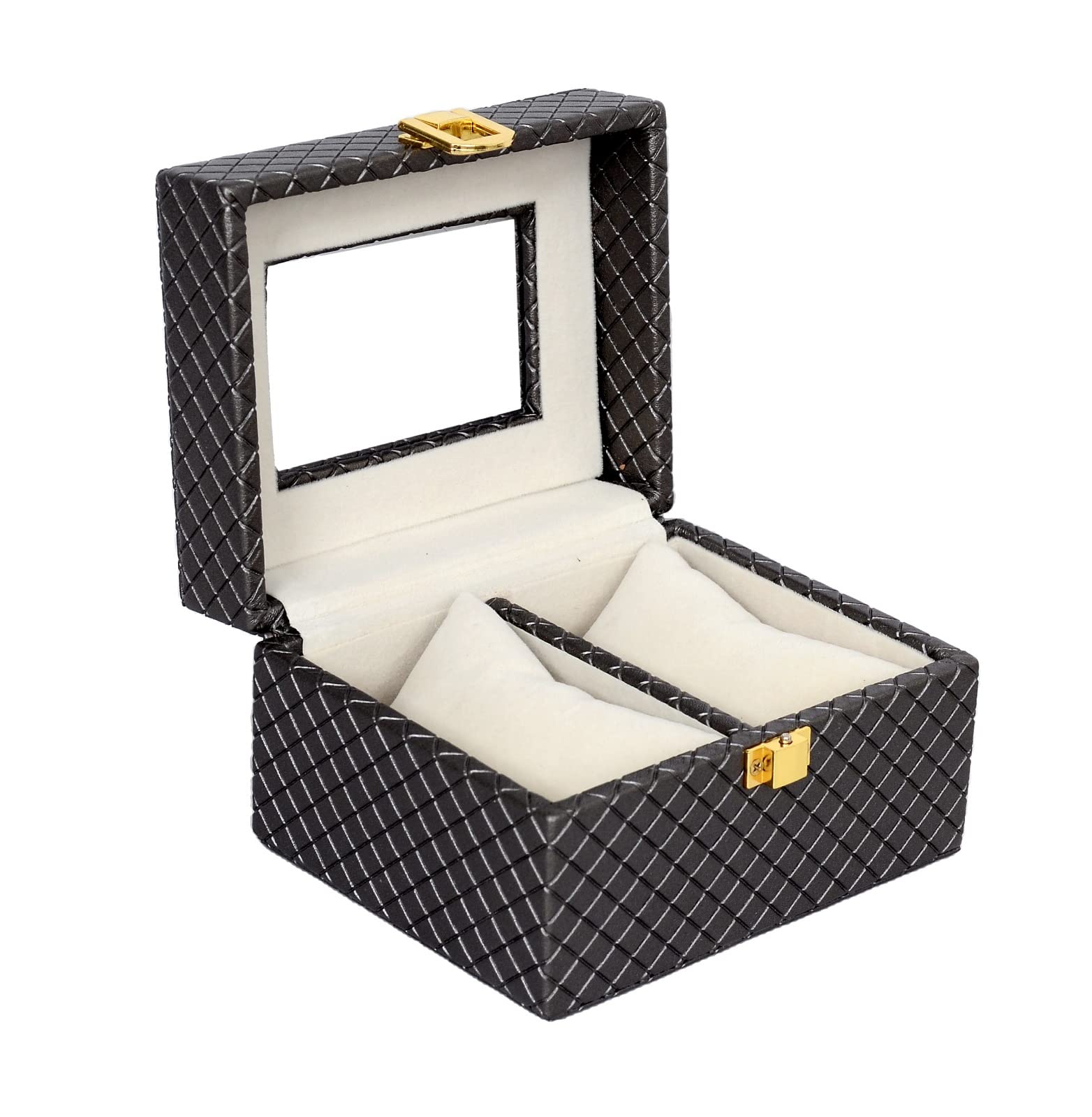 PU Leather Watch Box Holder with Transparent Glass Display /2 Slot Watch Storage Case Watch Organizer for Men and Women (Color-Grey) (B0C2KRND9V) Amazon Price History, Amazon Price Tracker