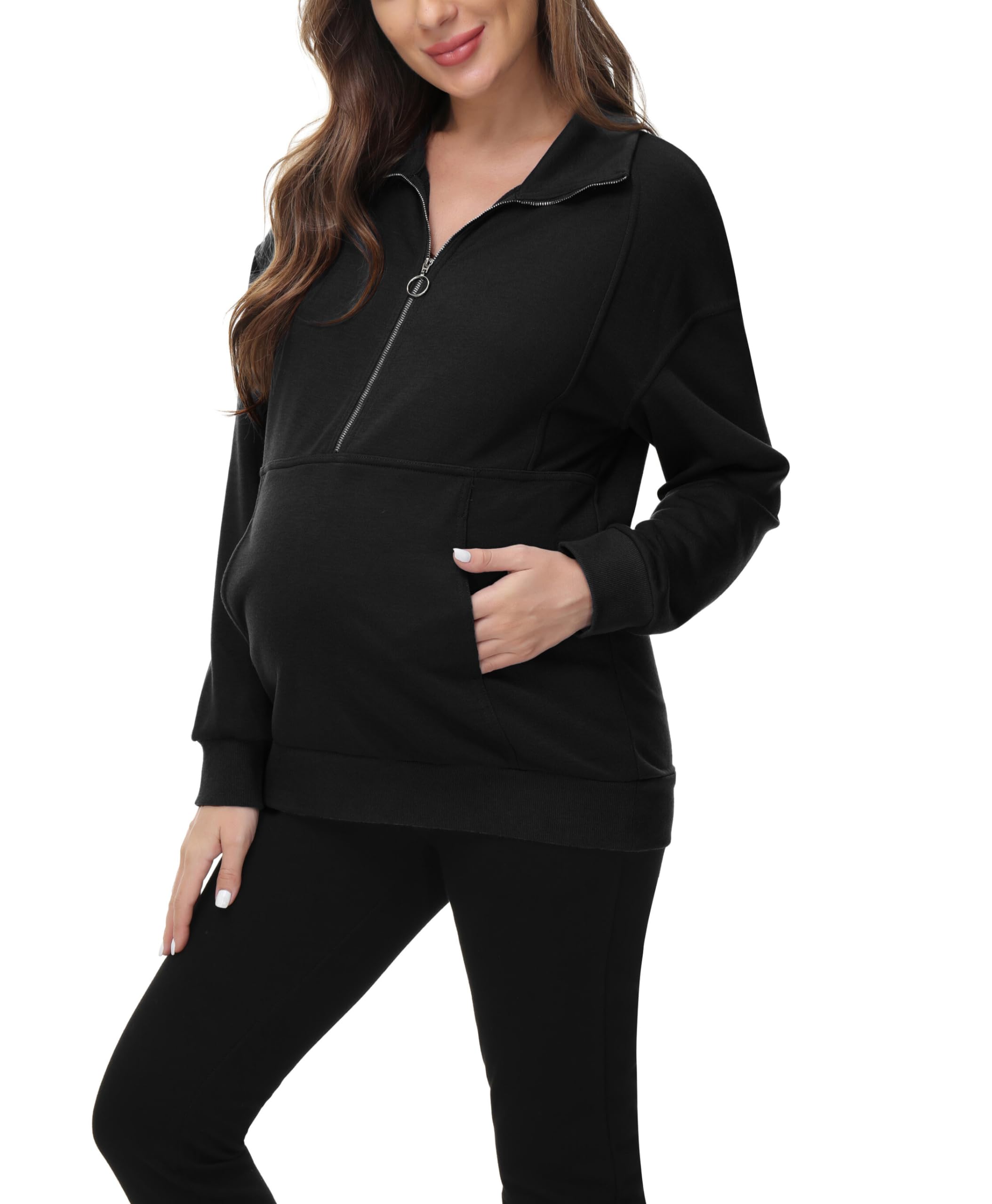Maacie Vêtements de maternité - Hauts à manches longues - Pull de grossesse - Coupe décontractée - Hauts pour femmes enceintes