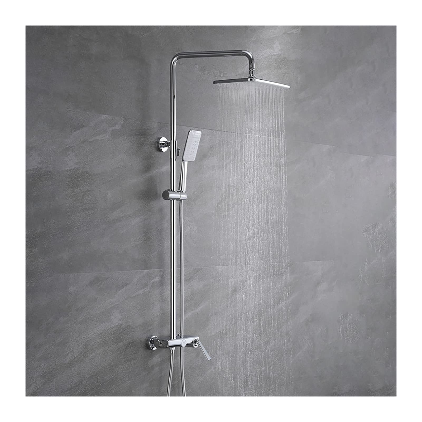 CWCQGH Shower with Rain Shower Head, Shower Combo Set Wall Mount Shower Faucet Set Single Handle Rain Mixer Shower Combo Set with 3 Mode Handheld Shower, Tub Spout