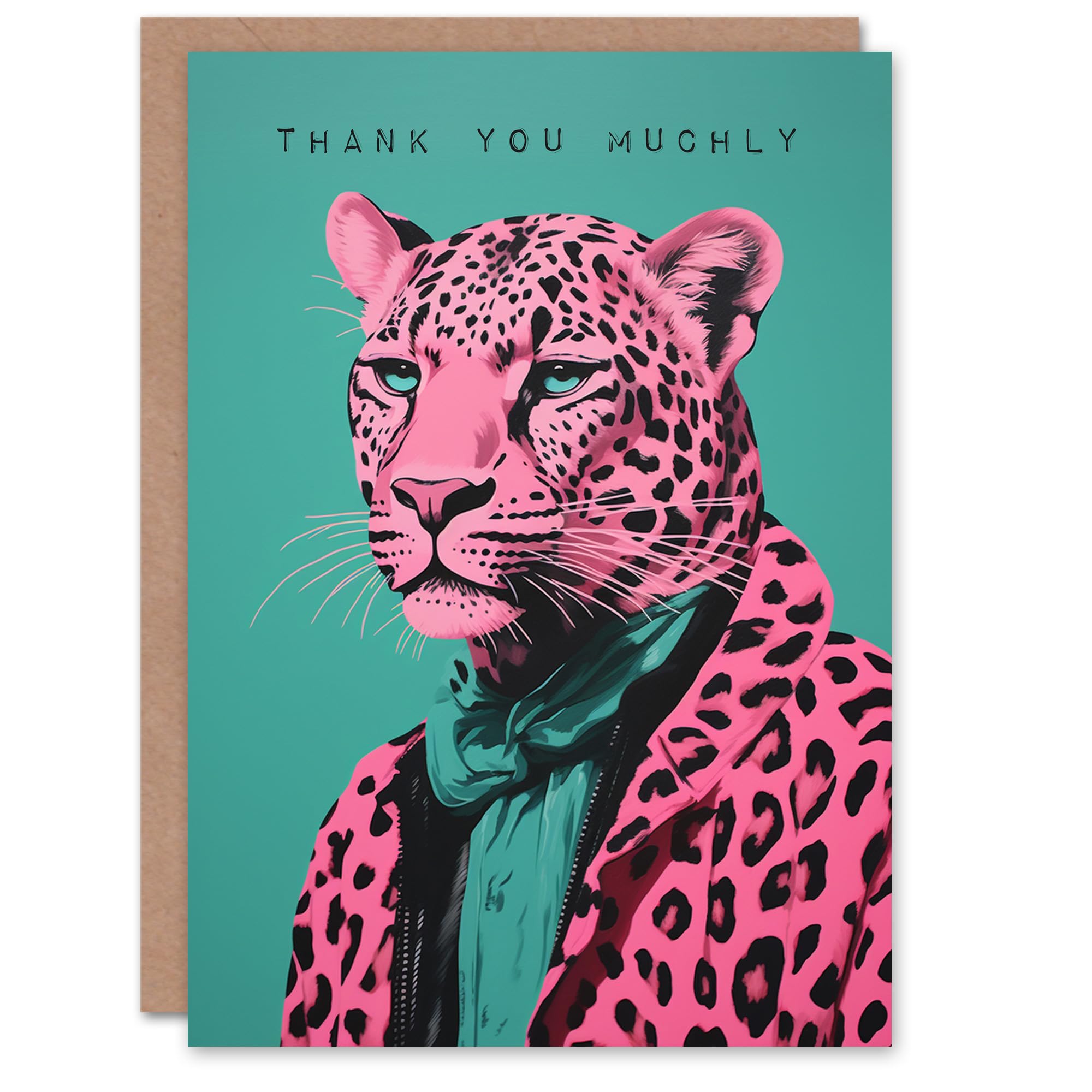 Artery8 Thank You Greeting Card Pink Fashion Leopard For Him Her