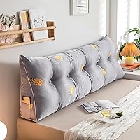 Vista 12 de Almohada triangular de lectura, almohada de cabecera de cuña para cama de día, respaldo de tatami, funda extraíble, cojín de soporte lumbar, azul