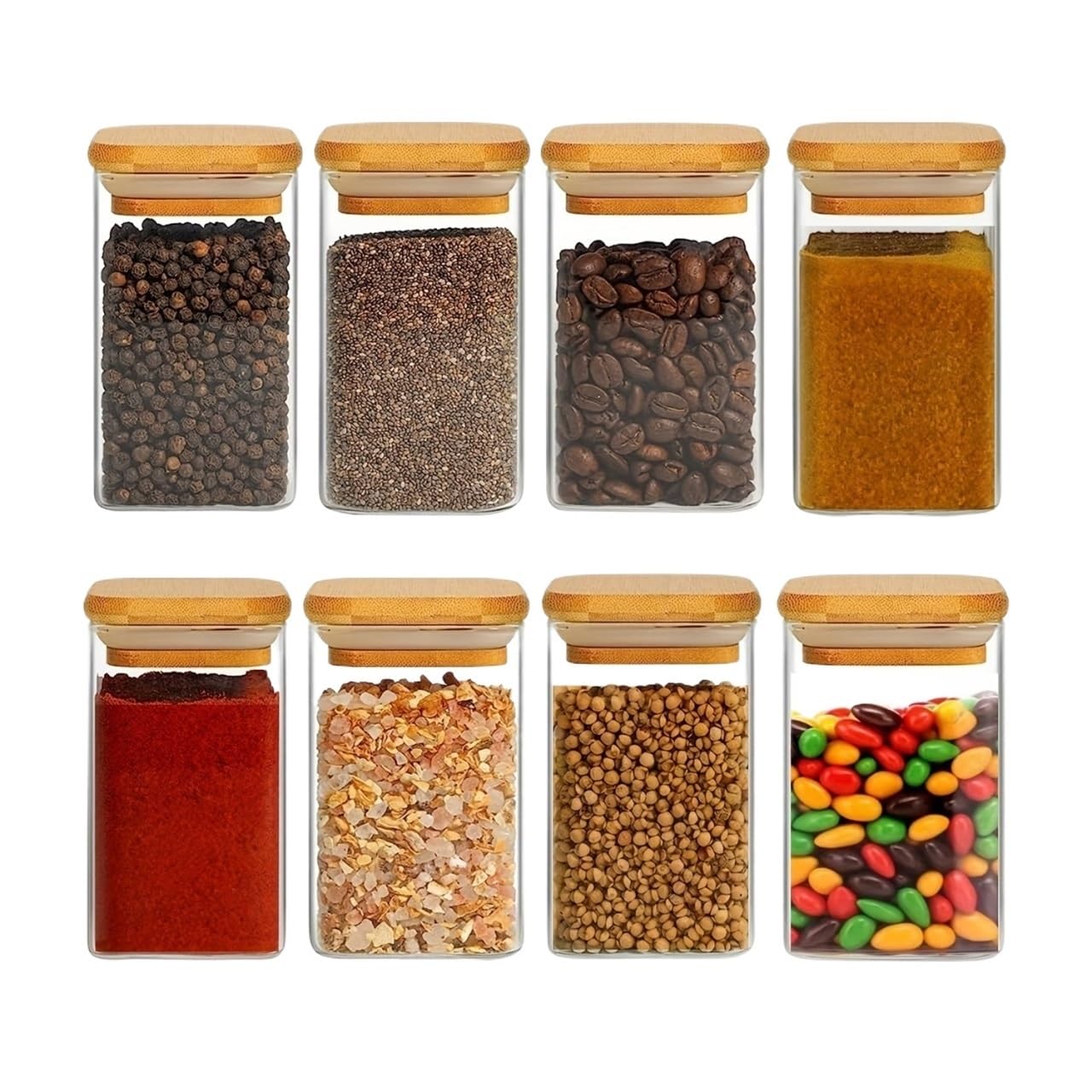 Hgniang 1/2/4/8pcs, 10oz Glass Jars With Airtight Lids, Candy, Food Storage Containers