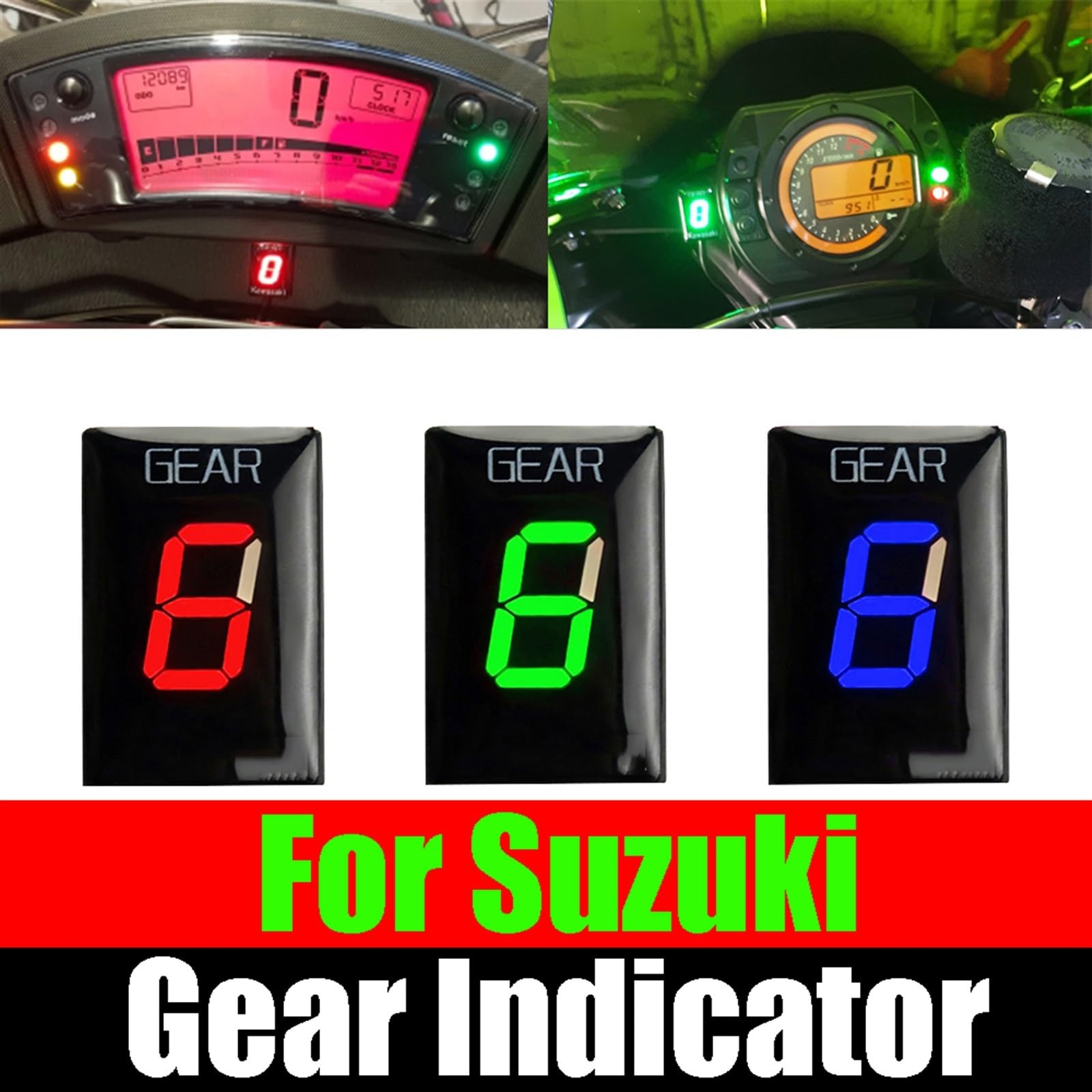 Ganganzeiger for Suzuki, for VLR1800 VLR 1800 2008-2015 VZR1800 VZR 1800 2006-2020 Ganganzeige Motorradzubehör 1-6 Geschwindigkeitsanzeigemesser(Red)