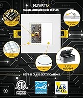 Vista 4 de NUWATT Paquete de 12 luces LED empotrables cuadradas ultrafinas de 6 pulgadas, seleccionables 2700 K/3000 K/3500 K/4000 K/5000 K, alto brillo 1050