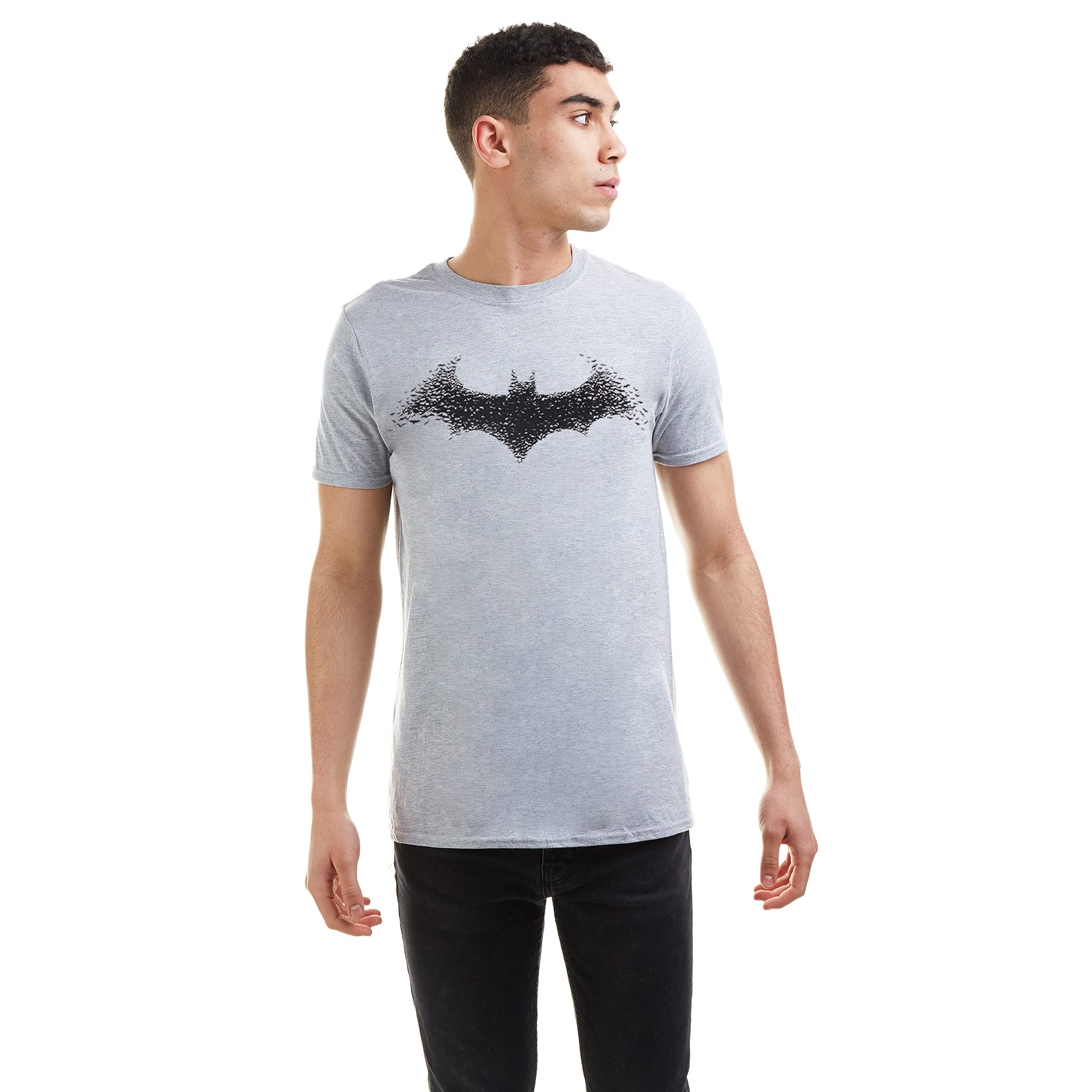 DC Comics Men's Batman Bat Logo T-Shirt, Heather Grey, X-Large