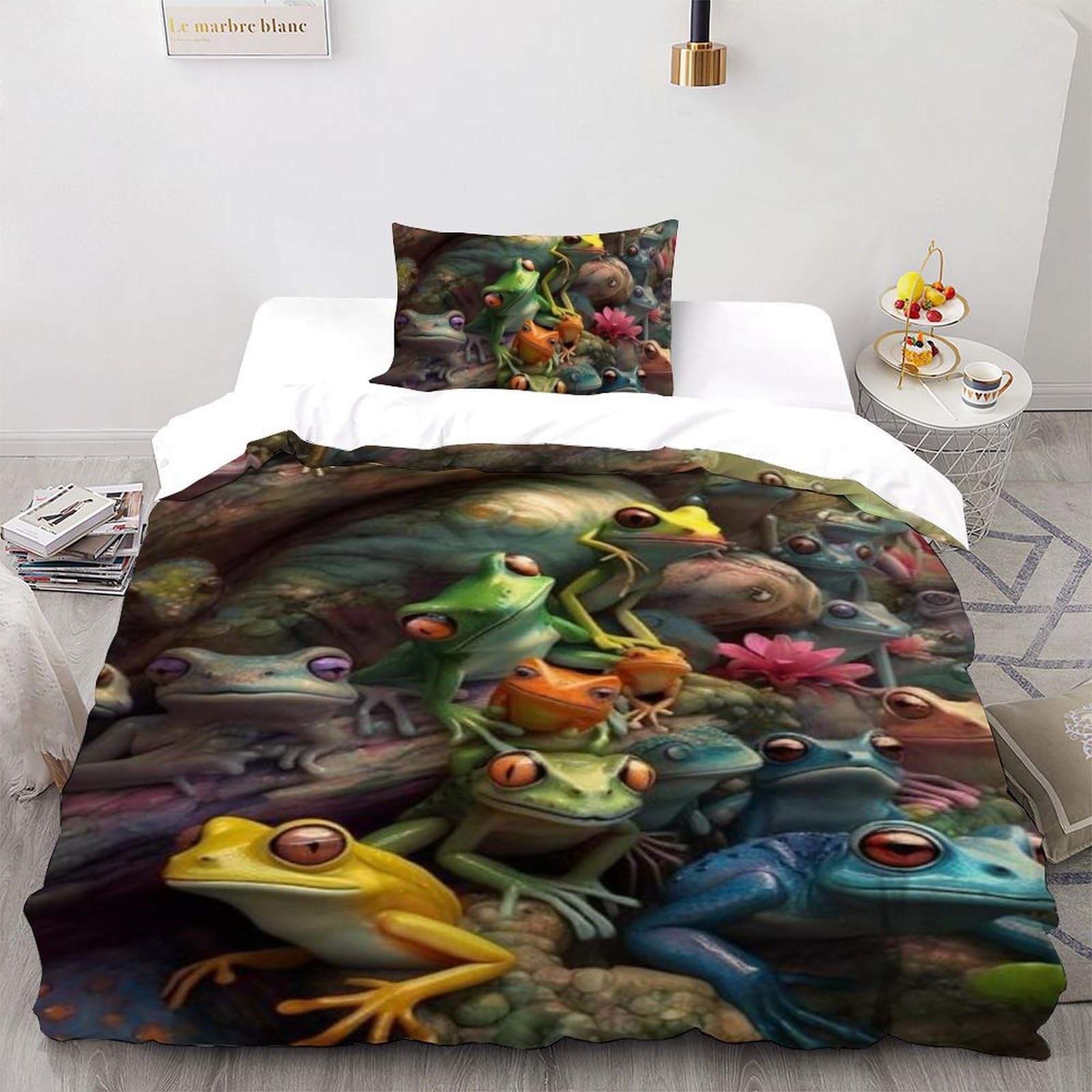 Housse de couette single microfibre animauX land 135x200cm pour lit garçon