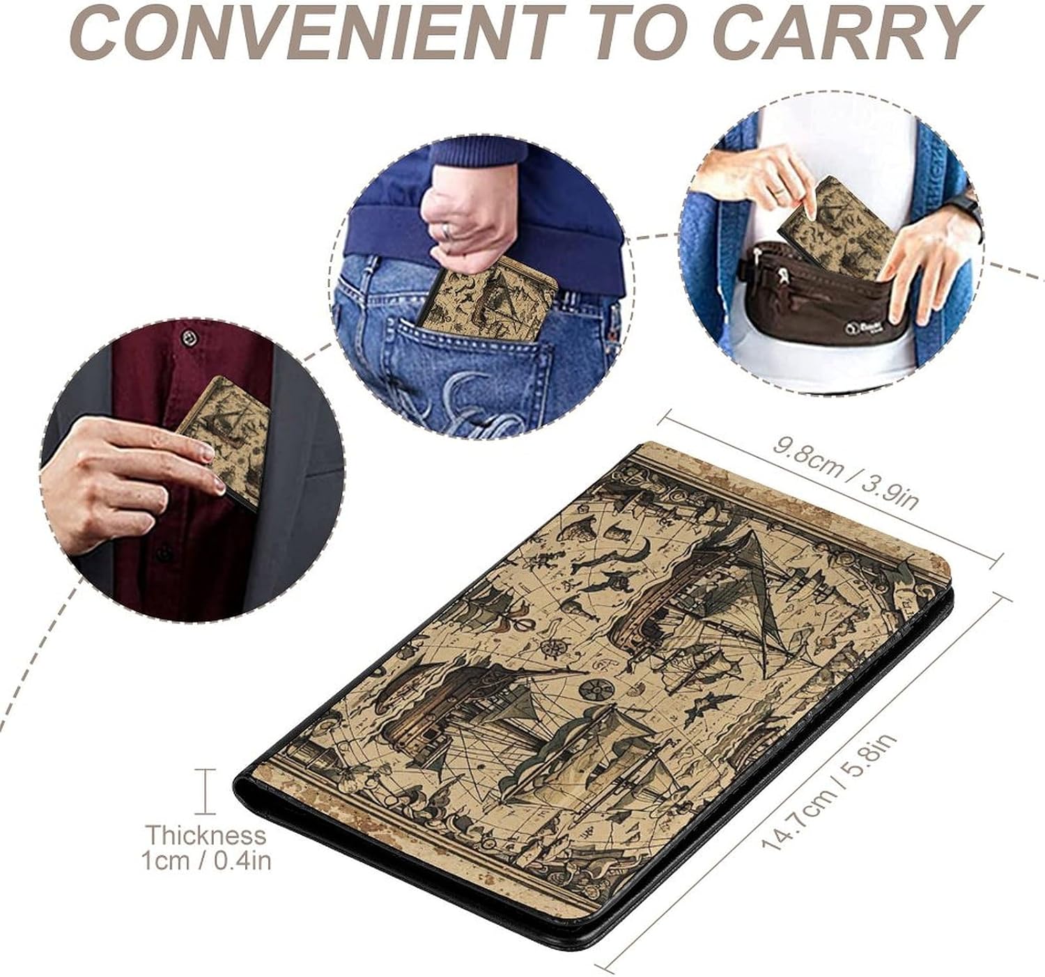 Treasure Map Maritime Pirate Passport Holder Cover Secure Travel Wallet PU Leather Credit Cards Passport Organizer Bag for Women Men